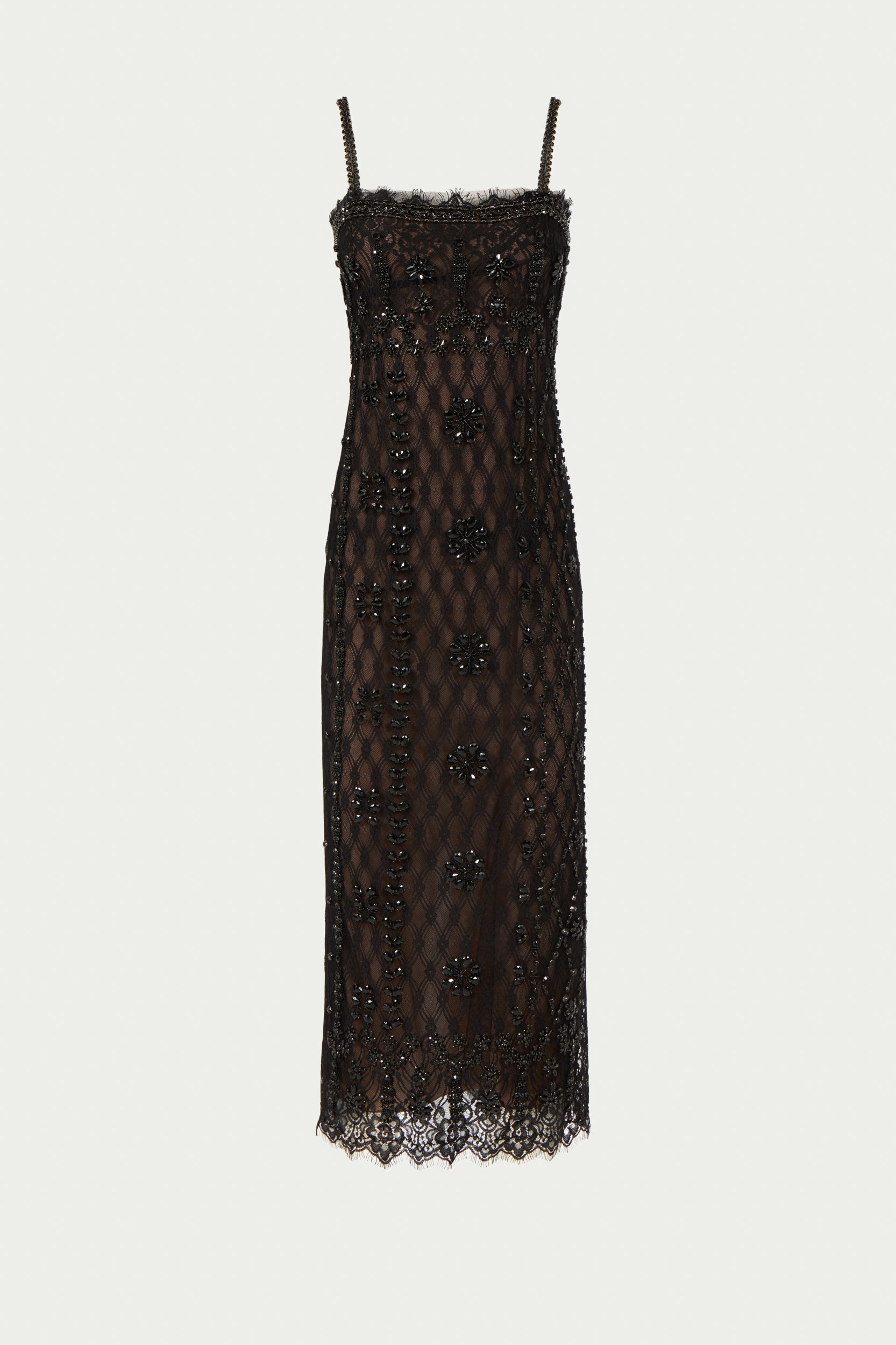 Leona Beaded French Lace Cami Midi Dress