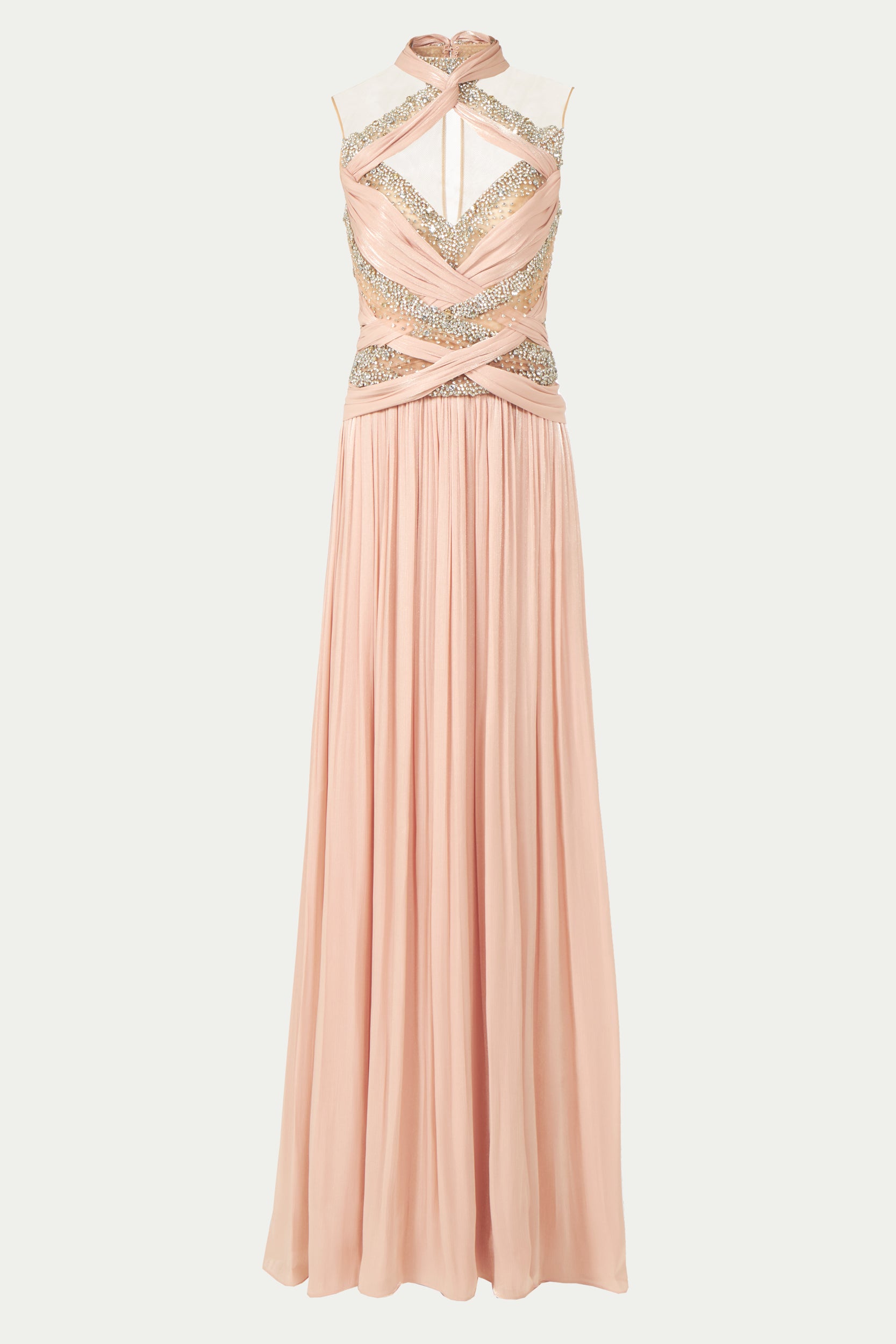 Avalia Lurex Georgette Halter Gown