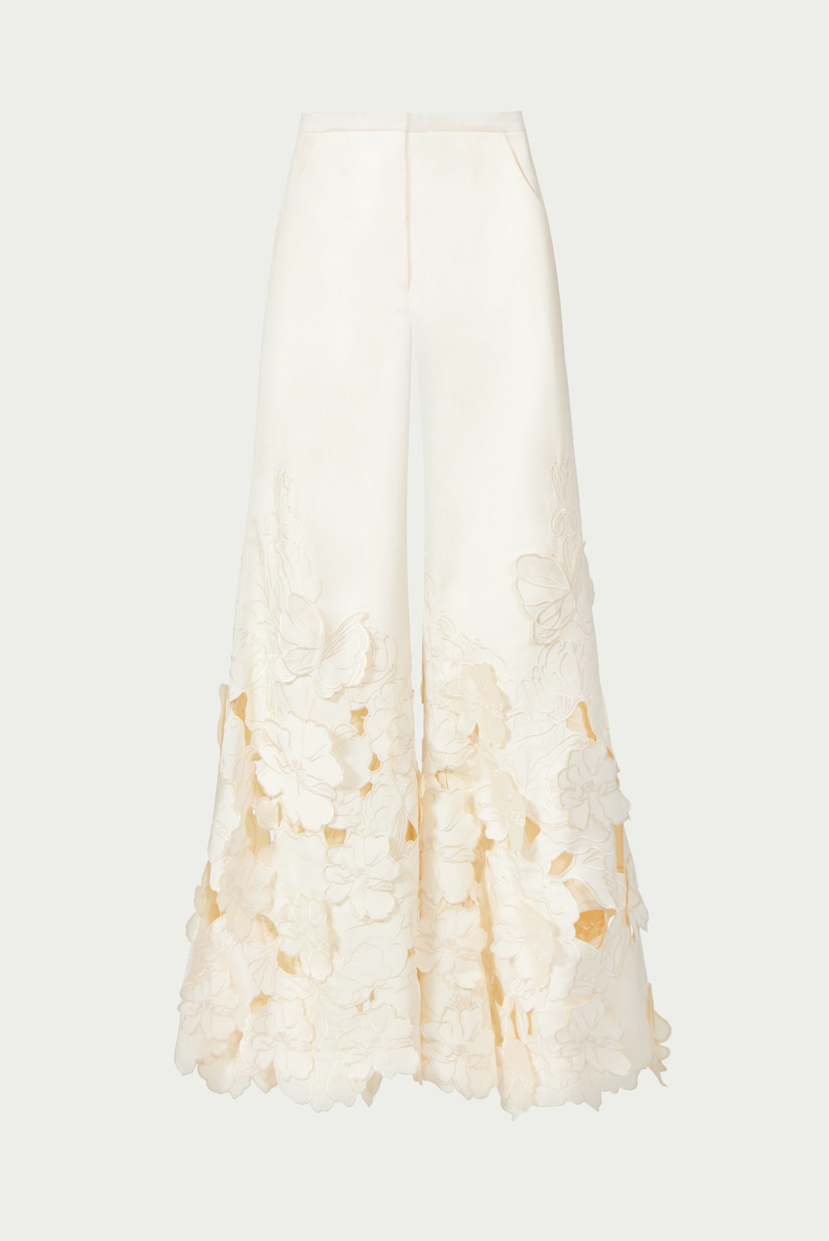 Lidia Floral-Cut Satin Trousers