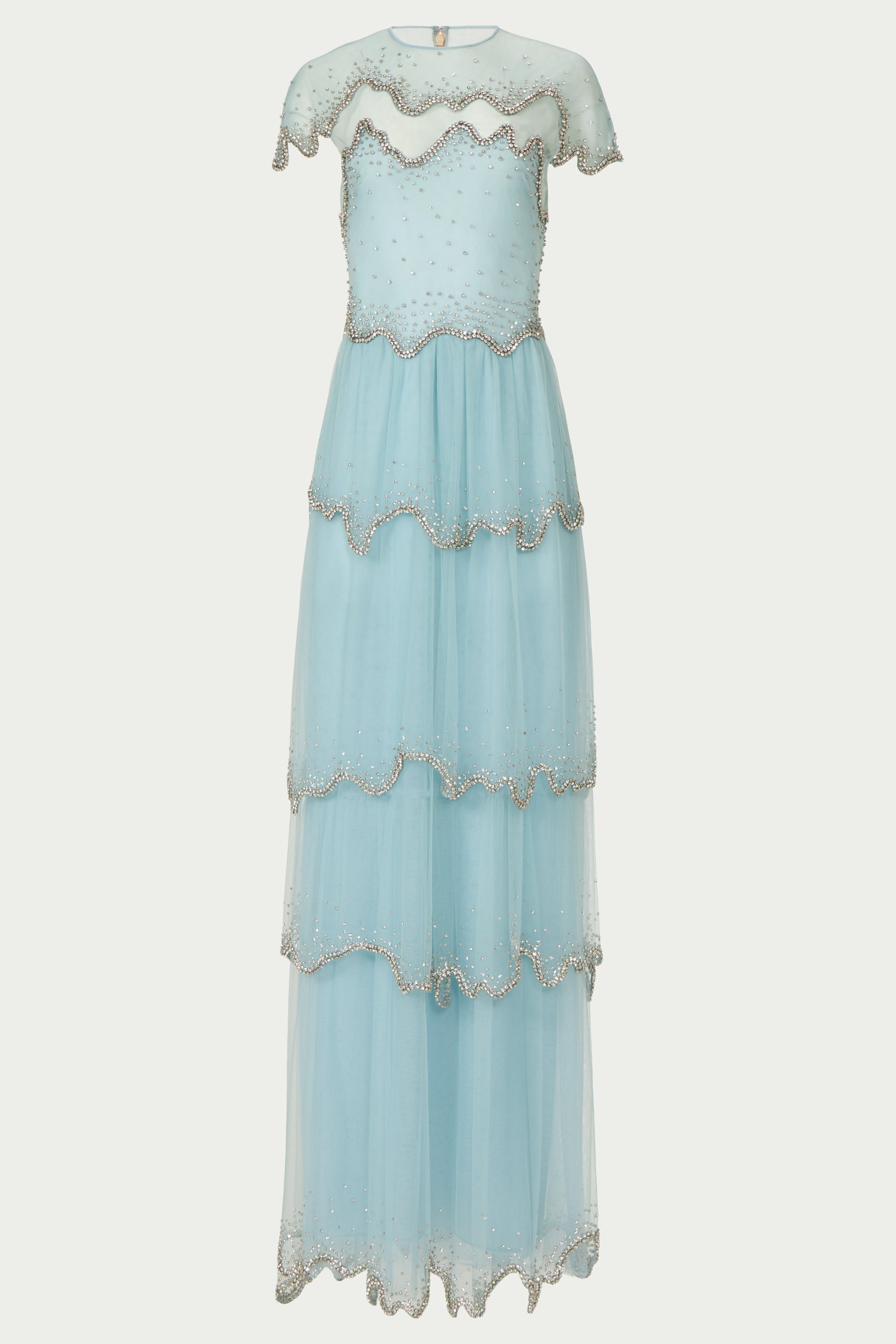 Zaria French Tulle Crystal Wave Gown
