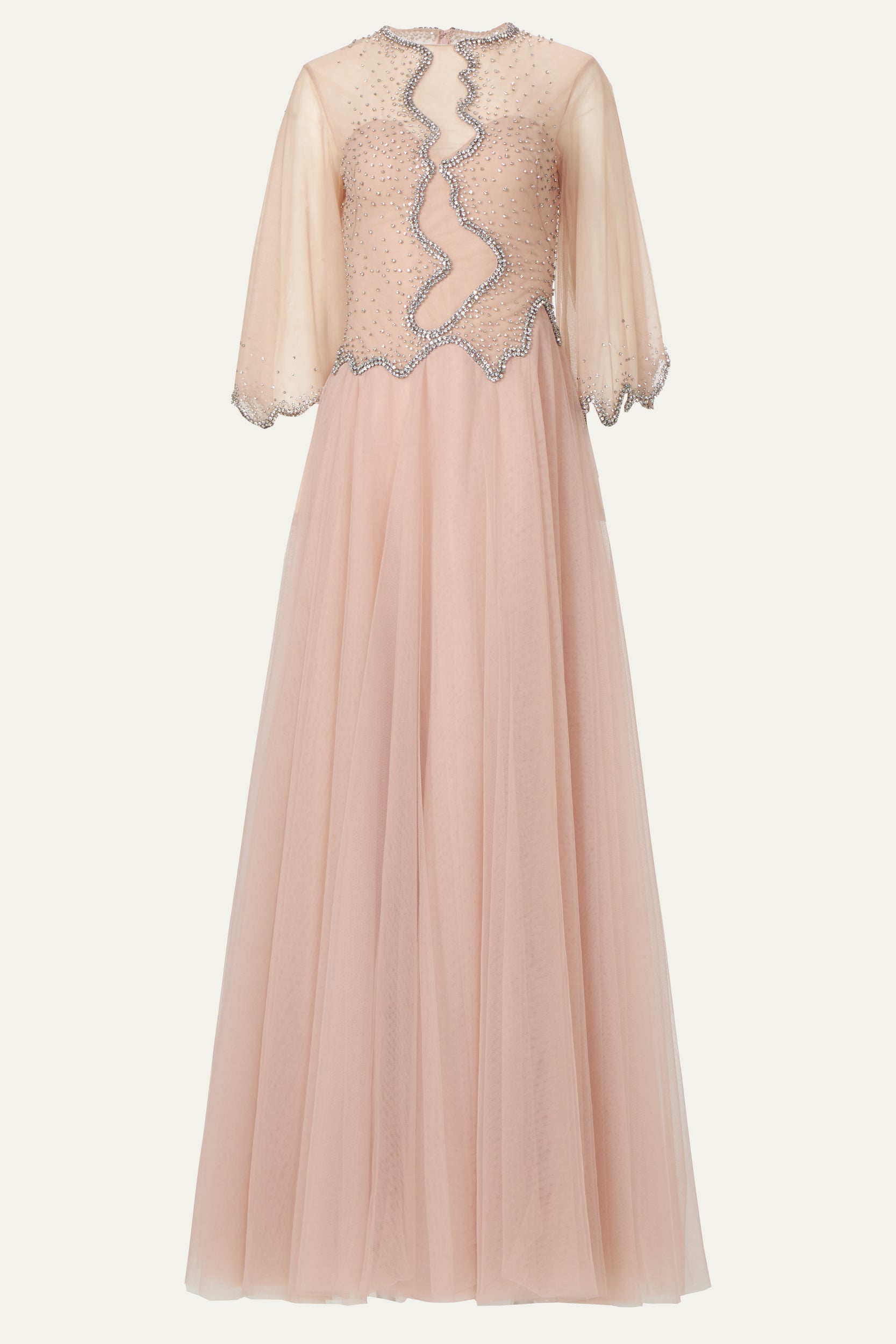 Evanna French Tulle Crystal Wave Gown