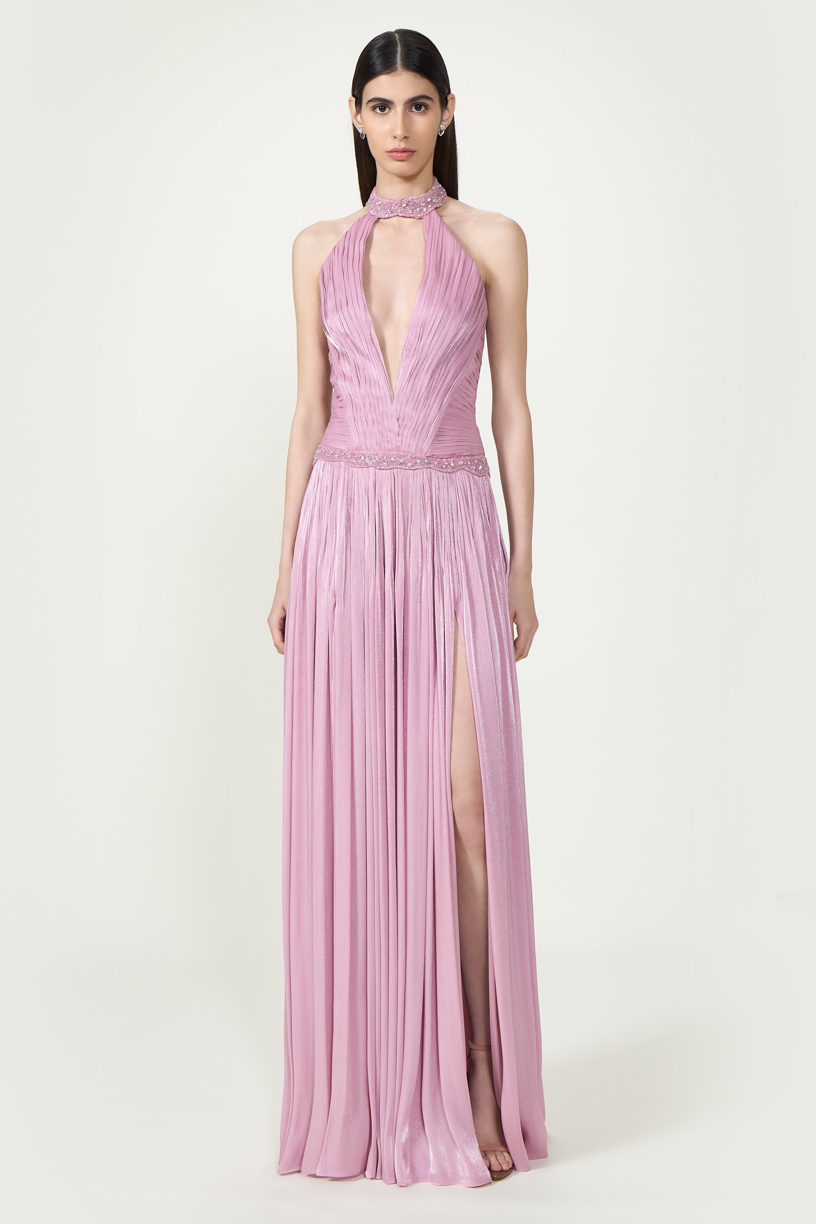 Juliette Lurex Georgette Halterneck Gown