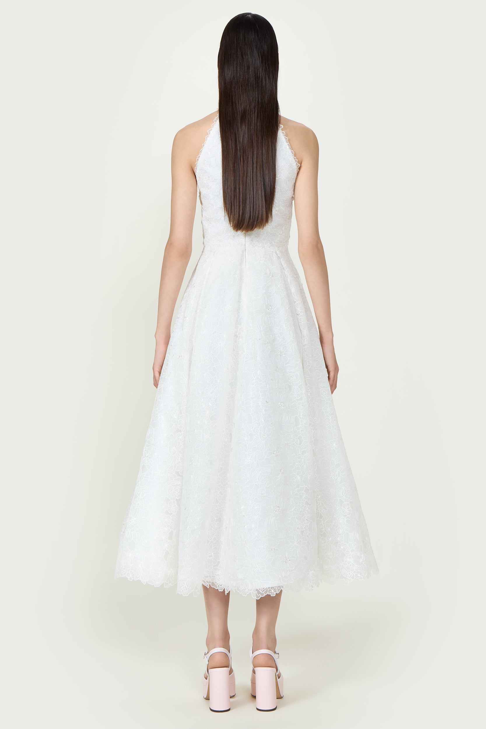 Lavinia Embroidered Organza Halterneck Midi Dress