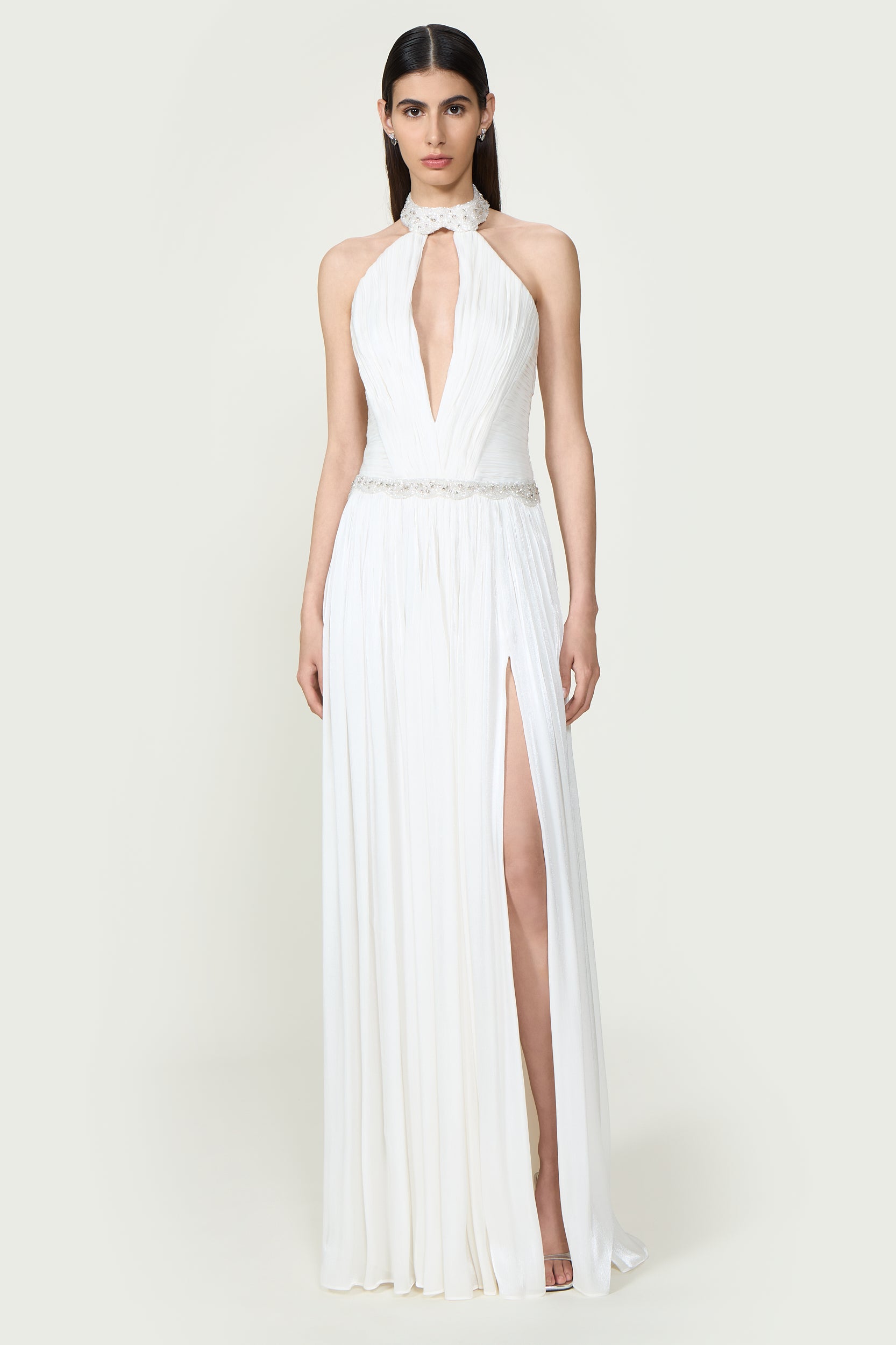 Juliette Lurex Georgette Halterneck Gown