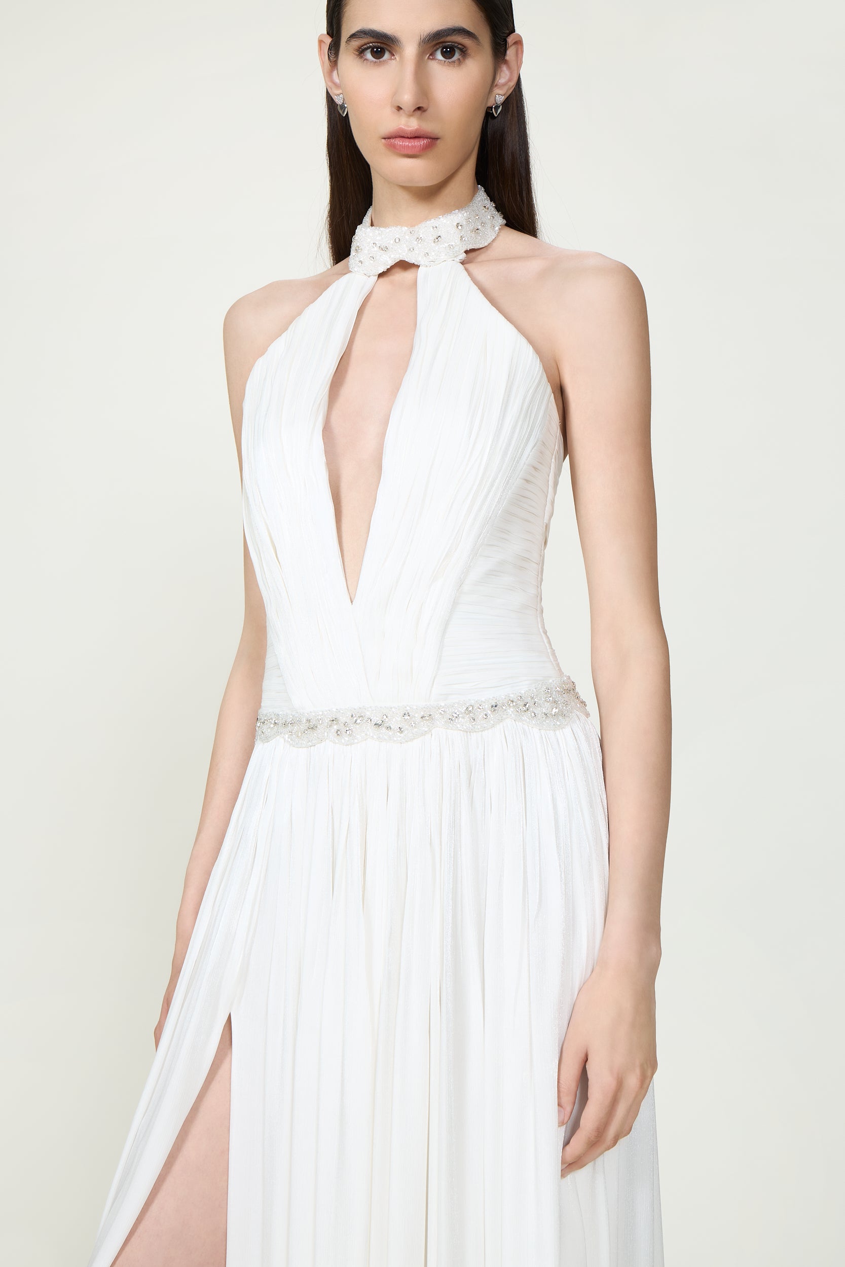 Juliette Lurex Georgette Halterneck Gown