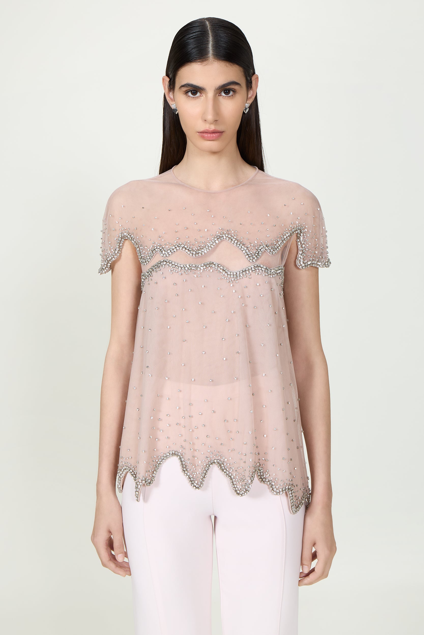Anika French Tulle Crystal Wave Top