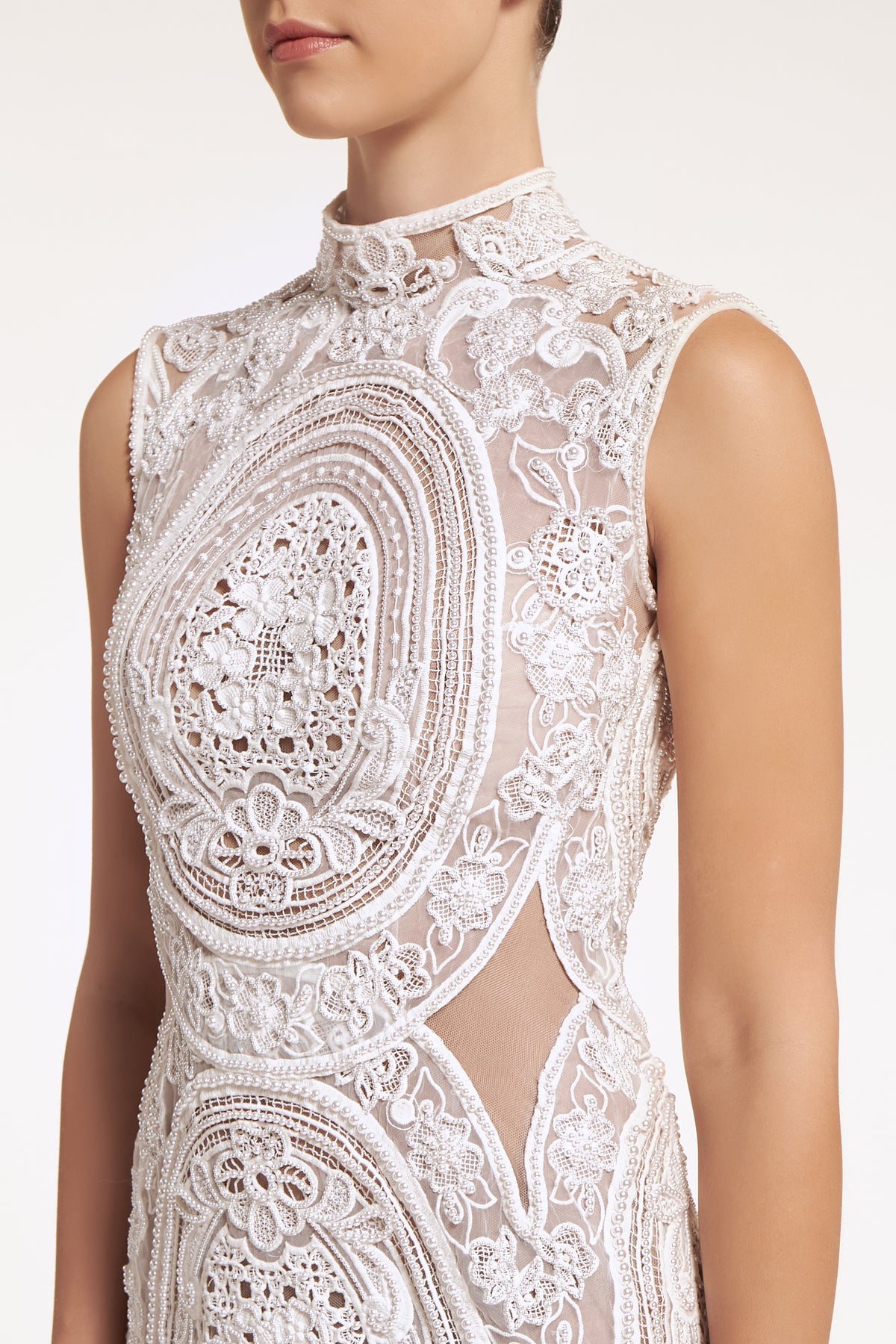 Diona Hand-Embroidered Pearl Mini Dress