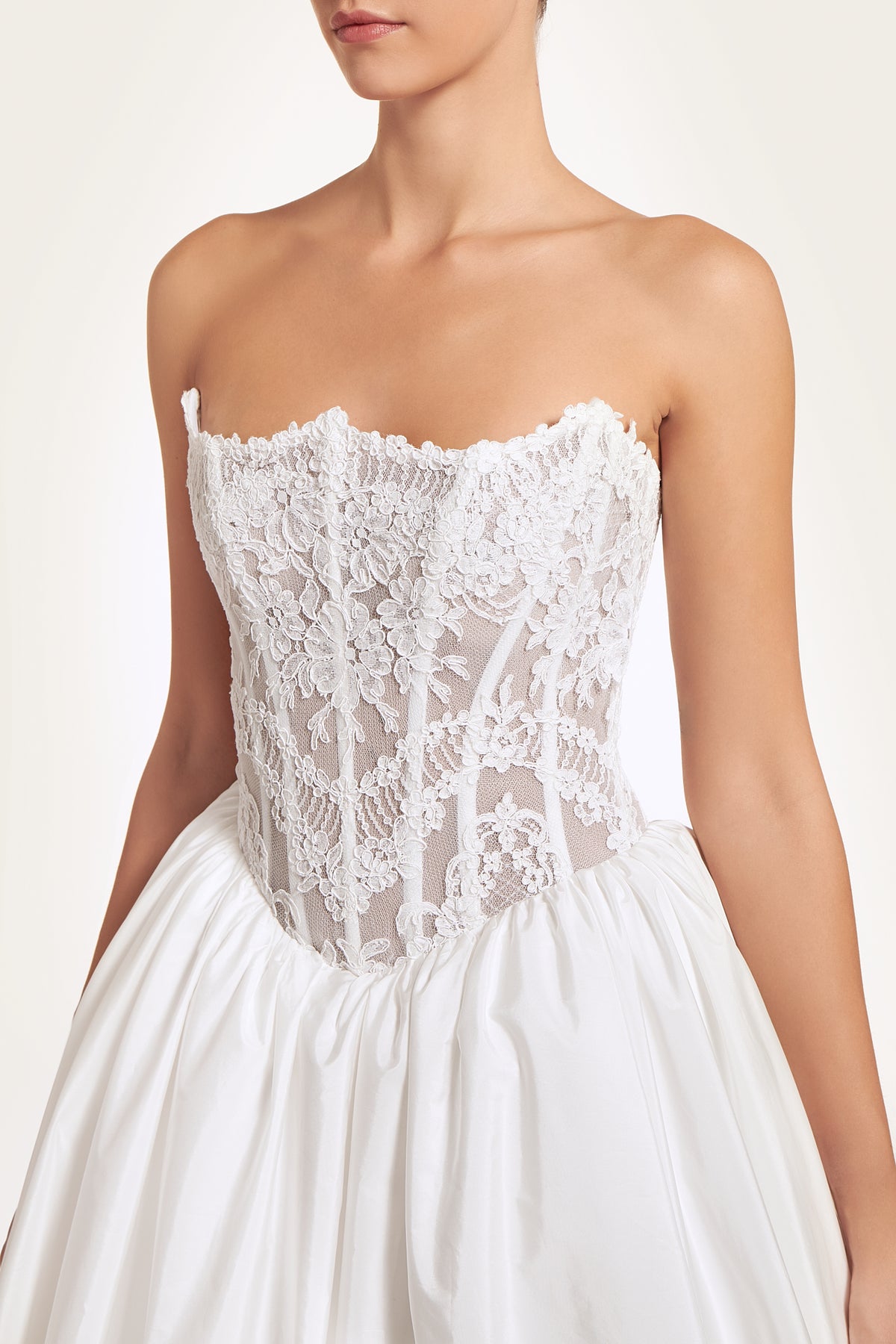 Persa French Corded Lace Silk Taffeta Gown