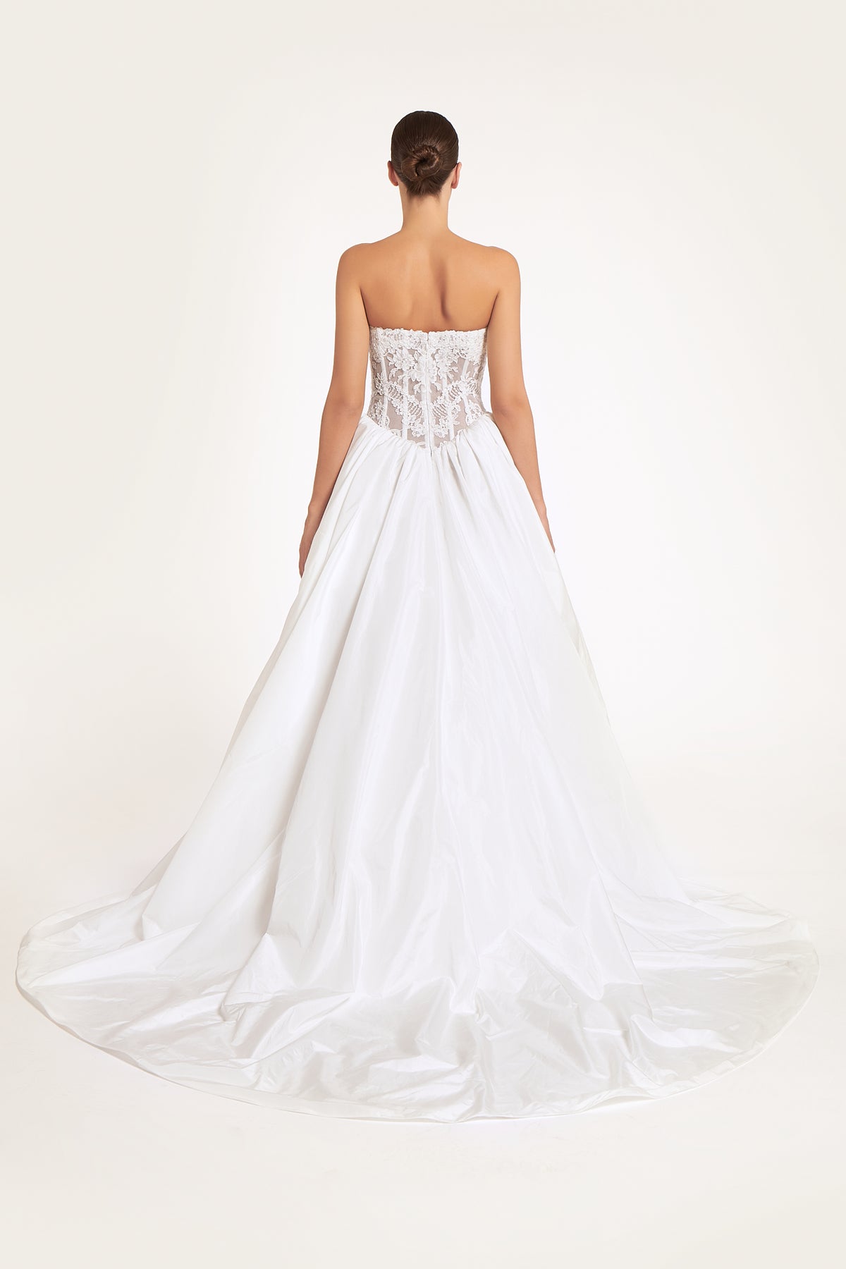 Persa French Corded Lace Silk Taffeta Gown