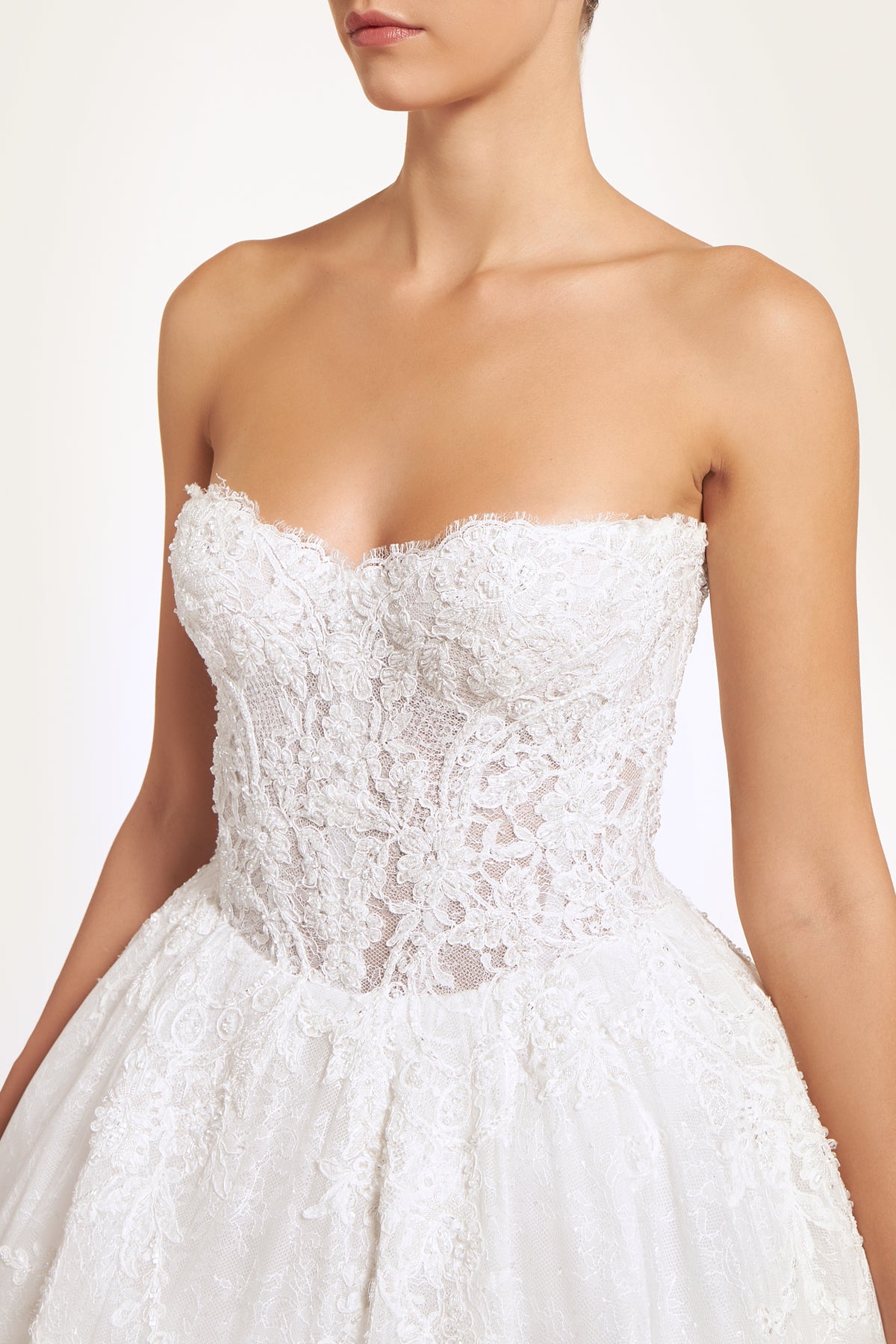 Nyssa Chantilly Lace Appliqué Corset Gown