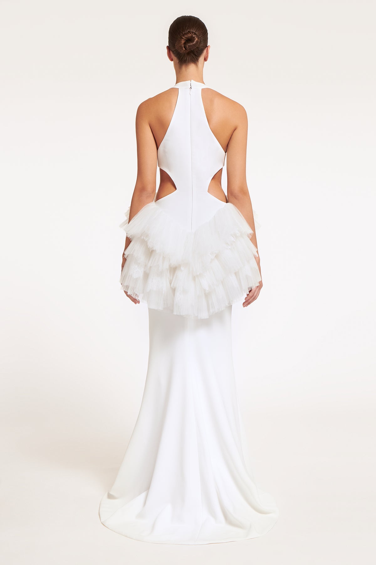 Melite Crepe Cutout Column Gown