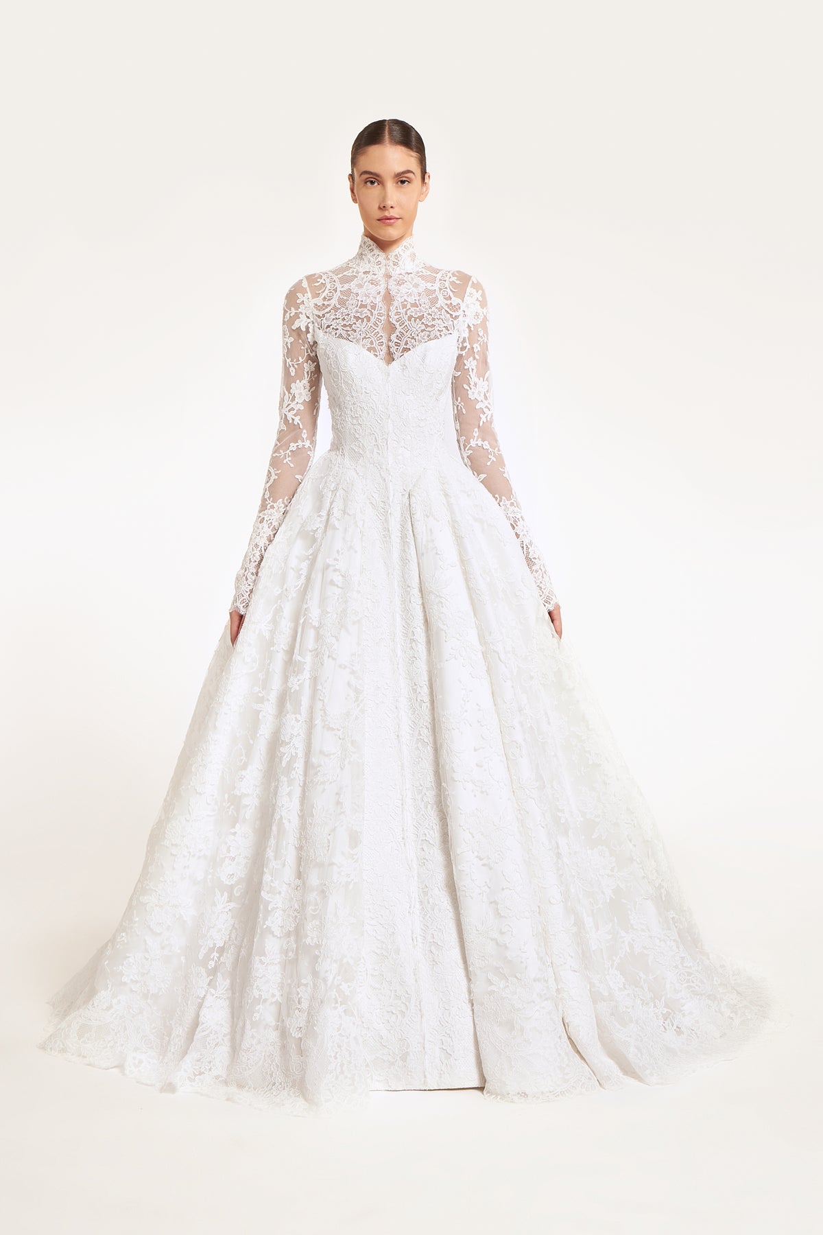 Elara French Corded Lace Ball Gown