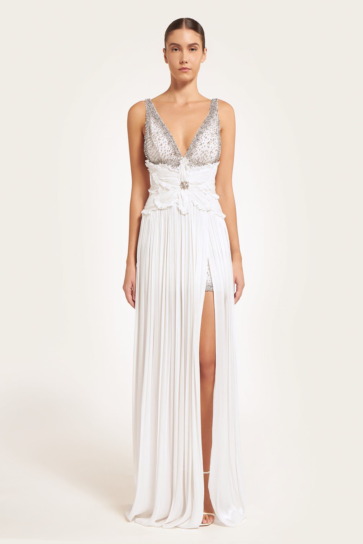 Ephyra Embroidered Crystal Lurex Georgette Gown
