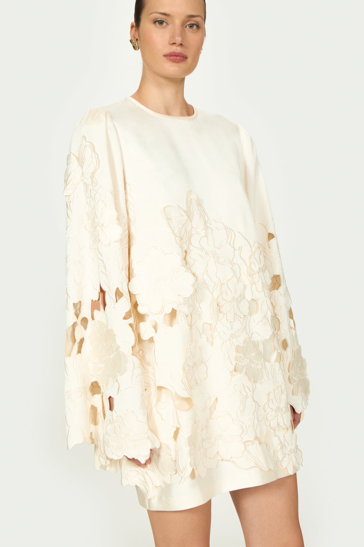 Claudie Floral-Cut Satin Tunic