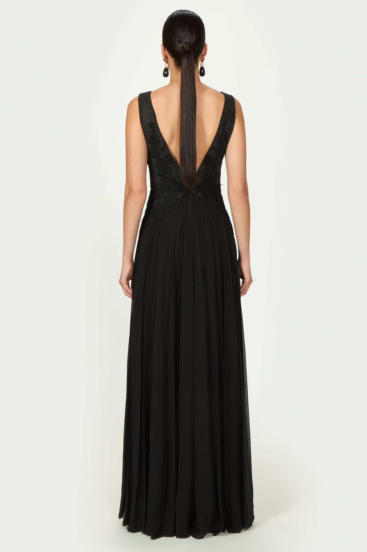 Linsa Silk Georgette Lace Applique Gown