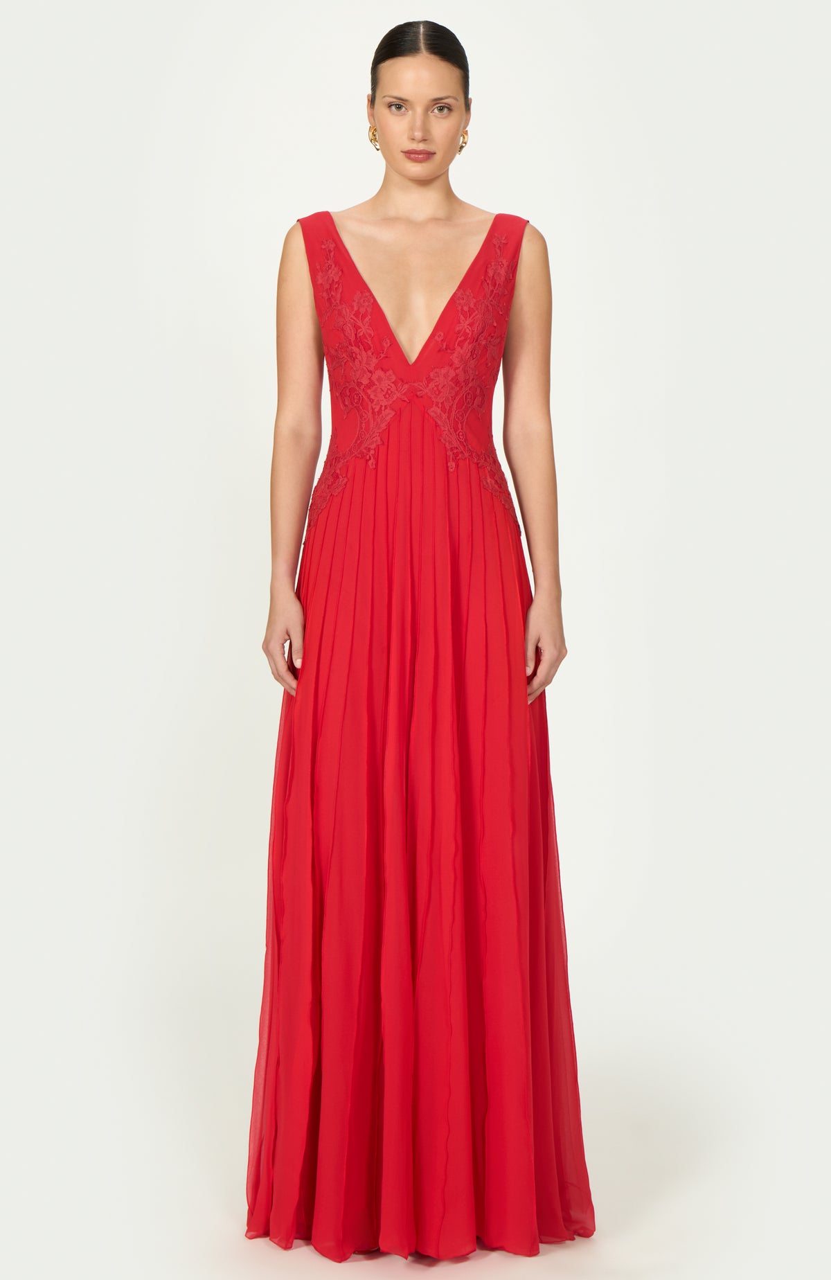 Linsa Silk Georgette Lace Applique Gown