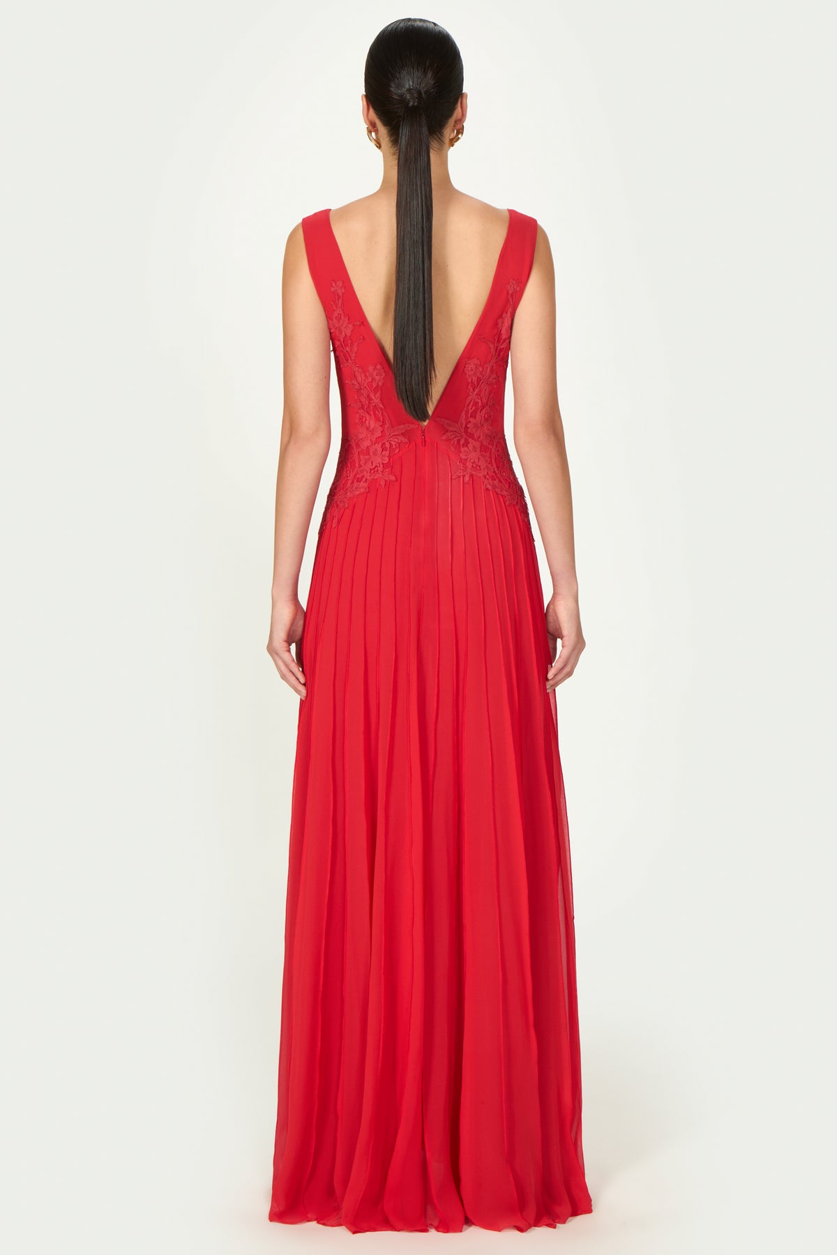 Linsa Silk Georgette Lace Applique Gown