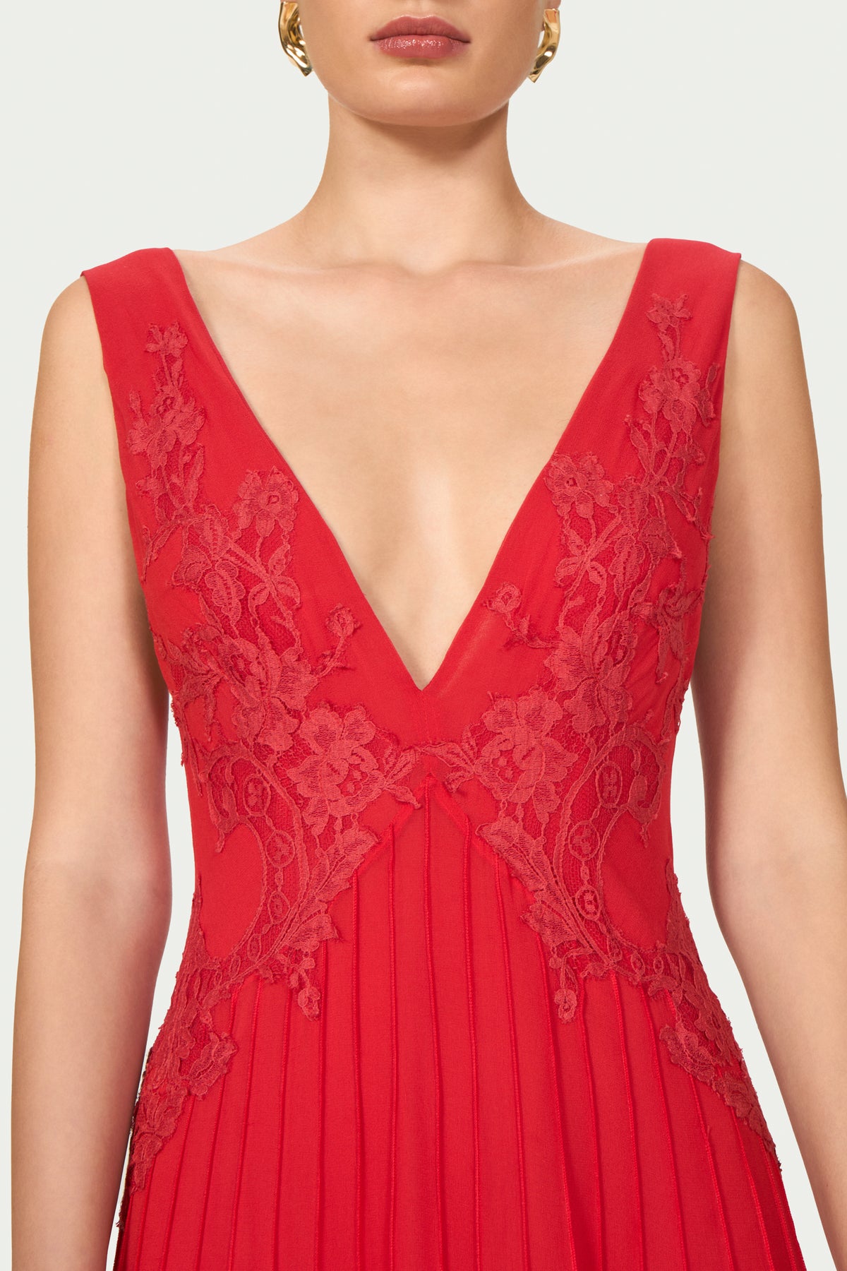 Linsa Silk Georgette Lace Applique Gown