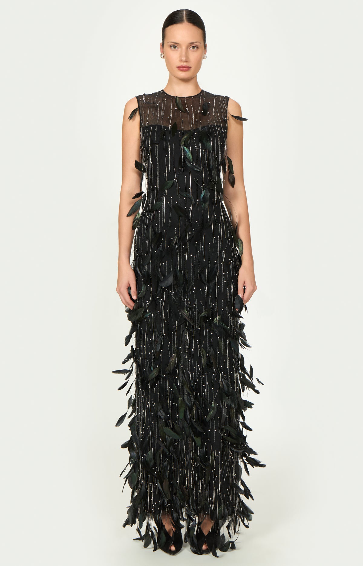 Renia French Tulle Feathers Gown