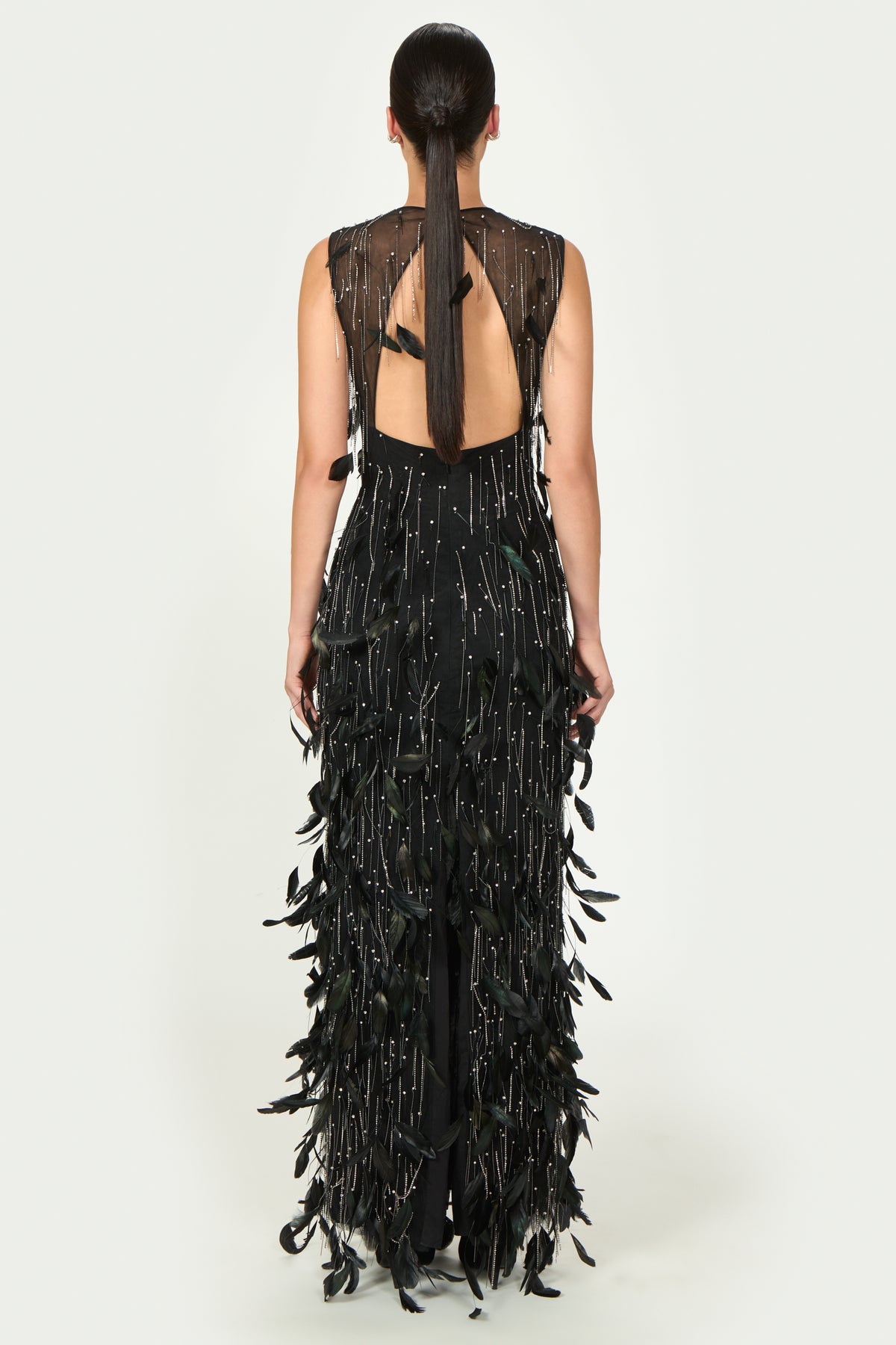Renia French Tulle Feathers Gown
