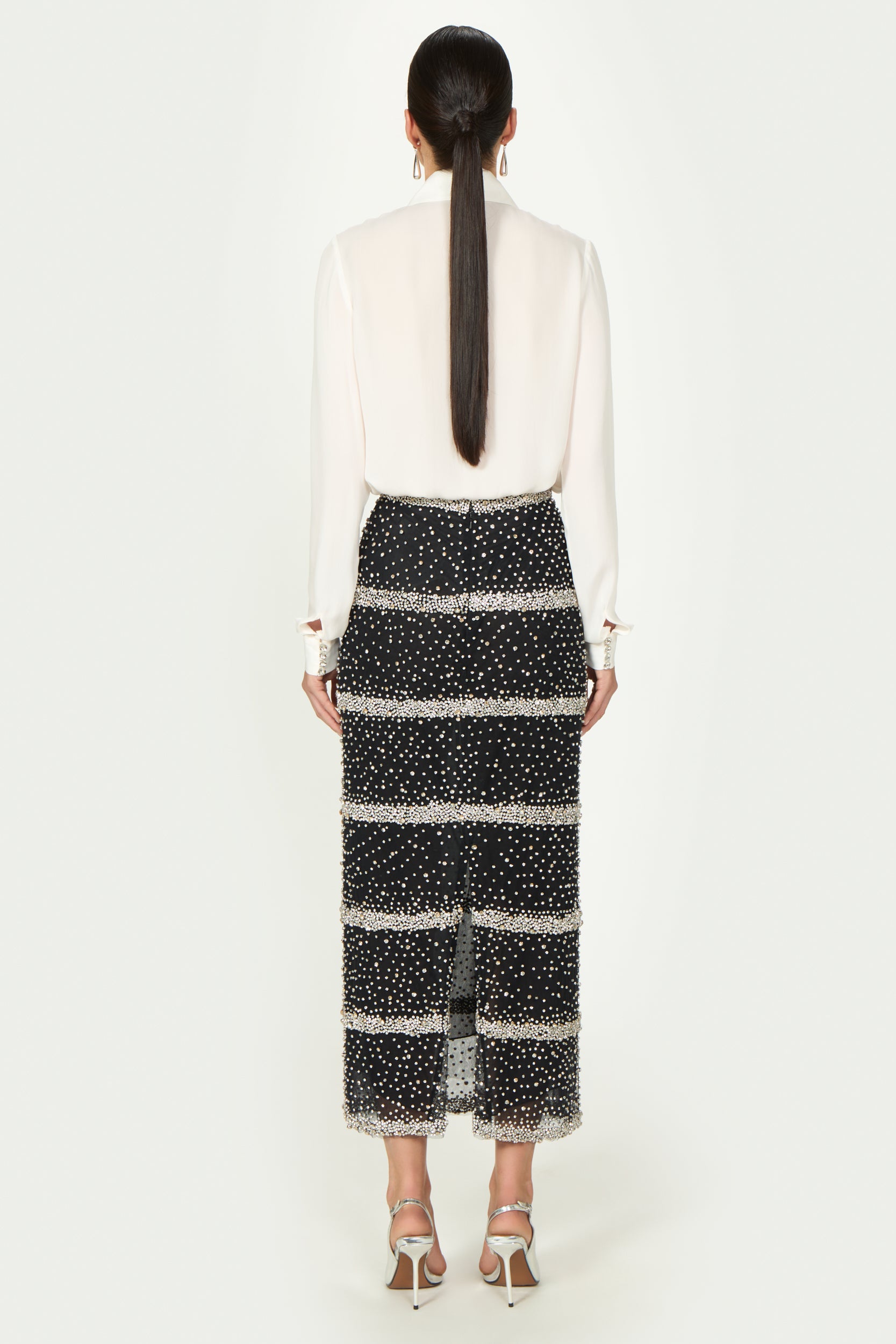 Marice Embroidered Crystals Pencil Skirt