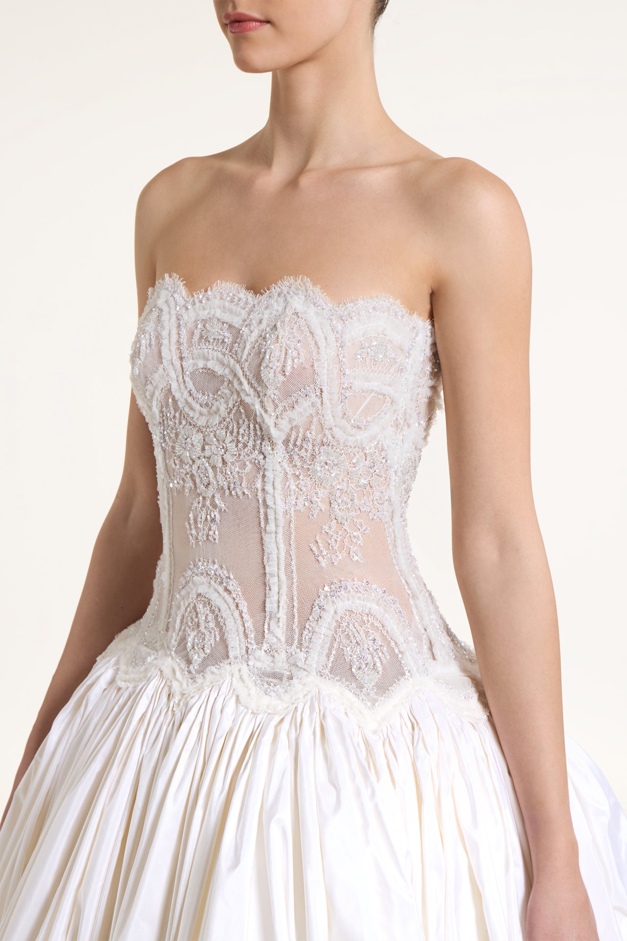 Andromine Beaded Lace Strapless Ball Gown