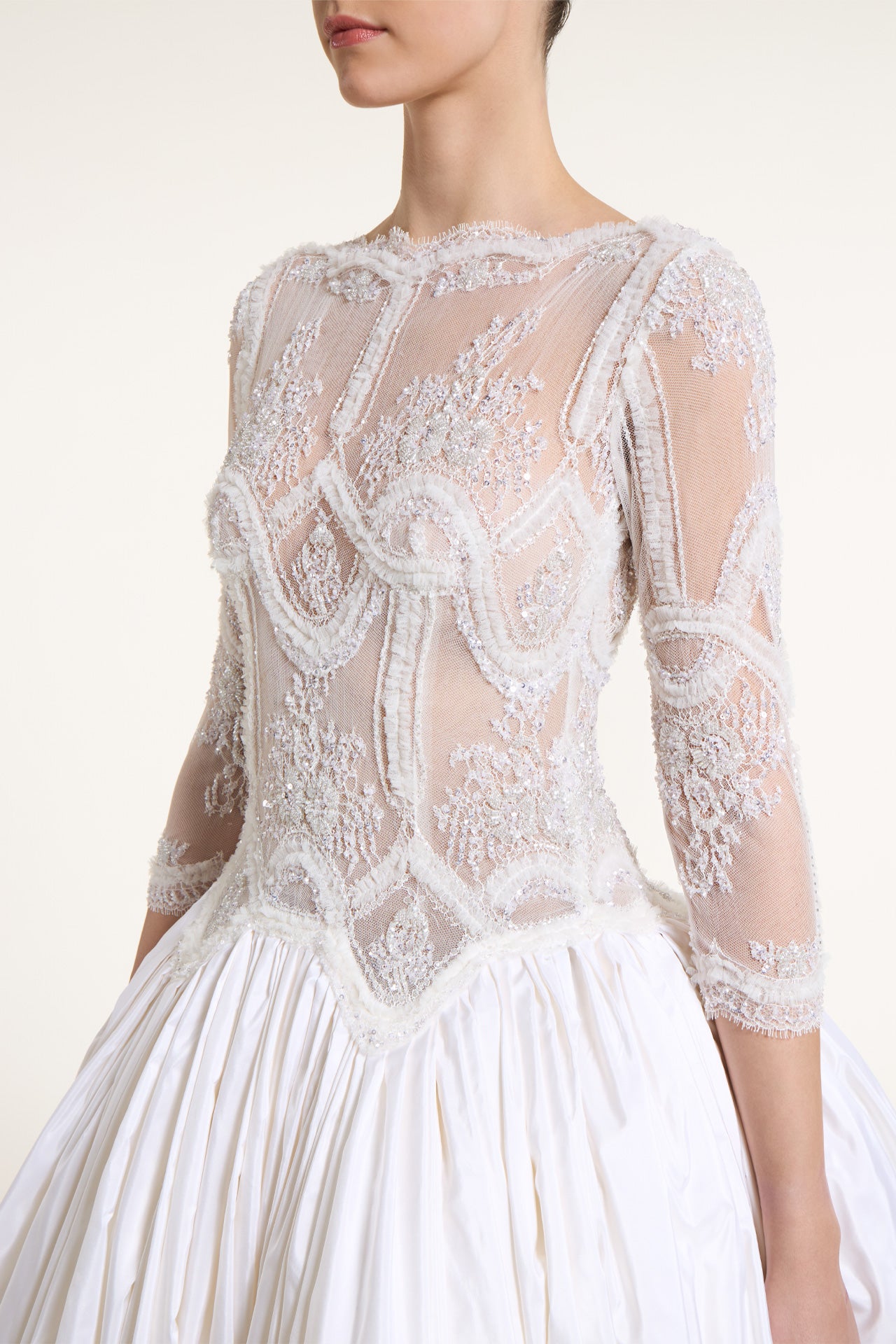 Pherusa Beaded French Lace Ball Gown