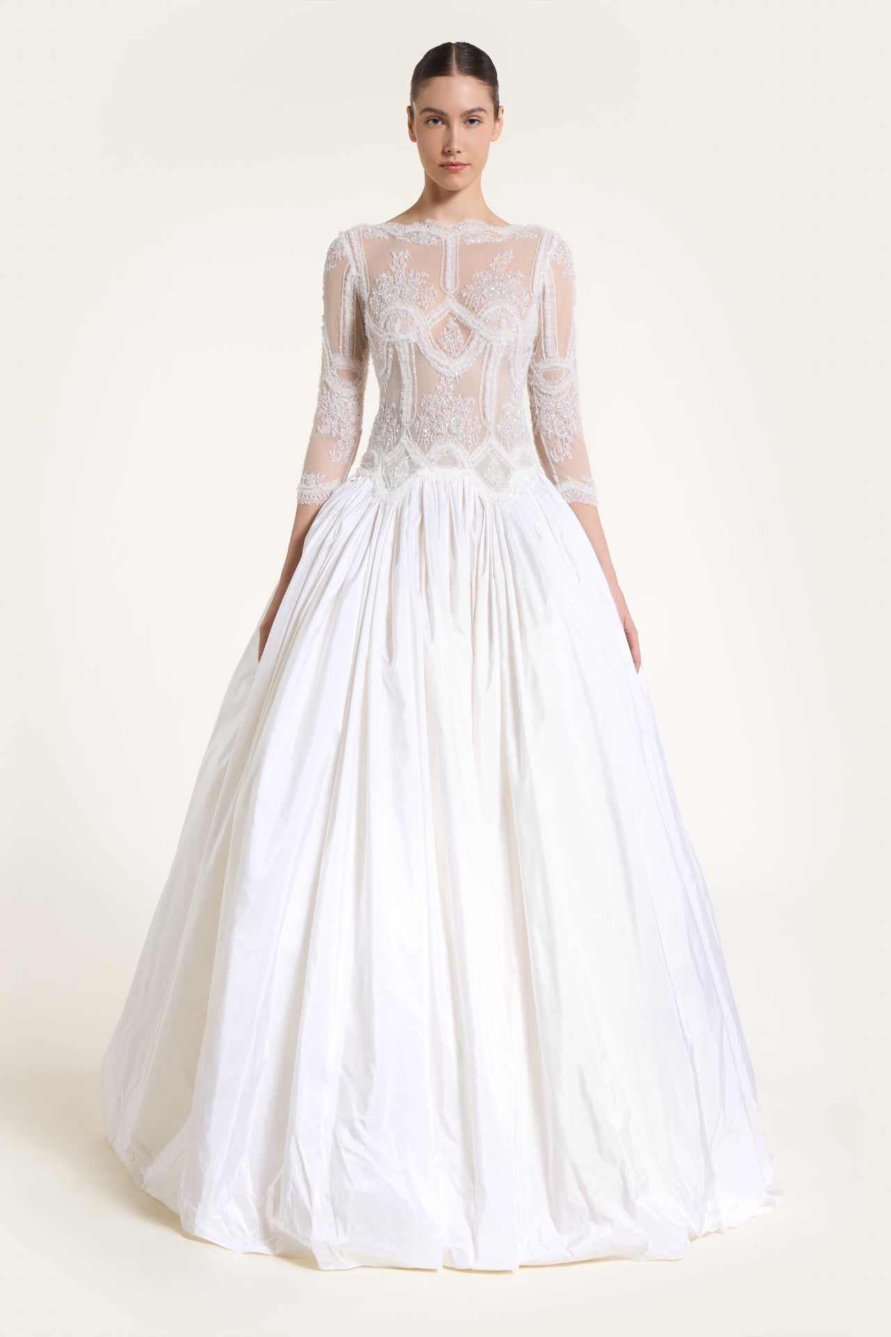 Pherusa Beaded French Lace Ball Gown