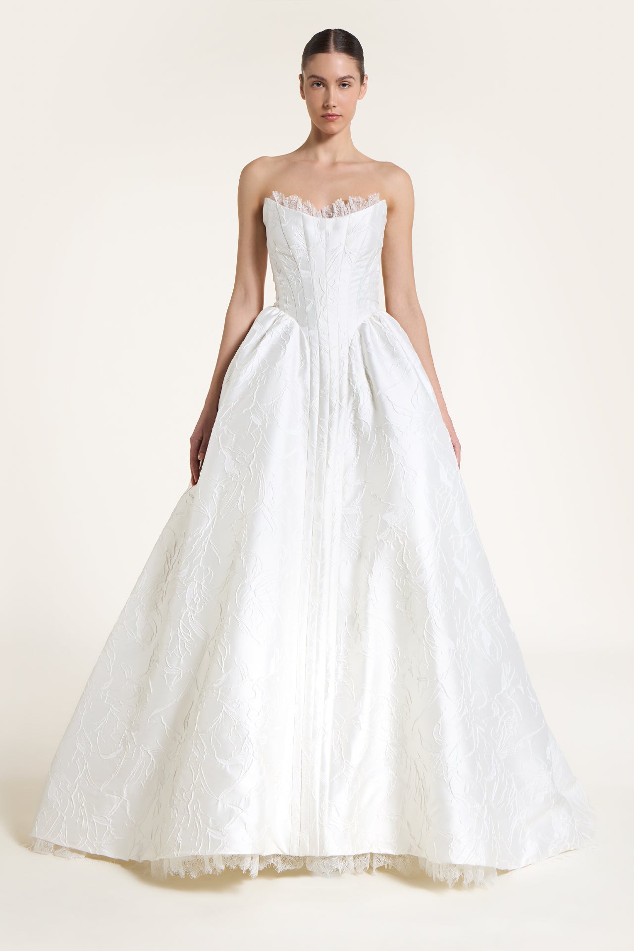 Thaline Silk Jacquard Strapless Ball Gown