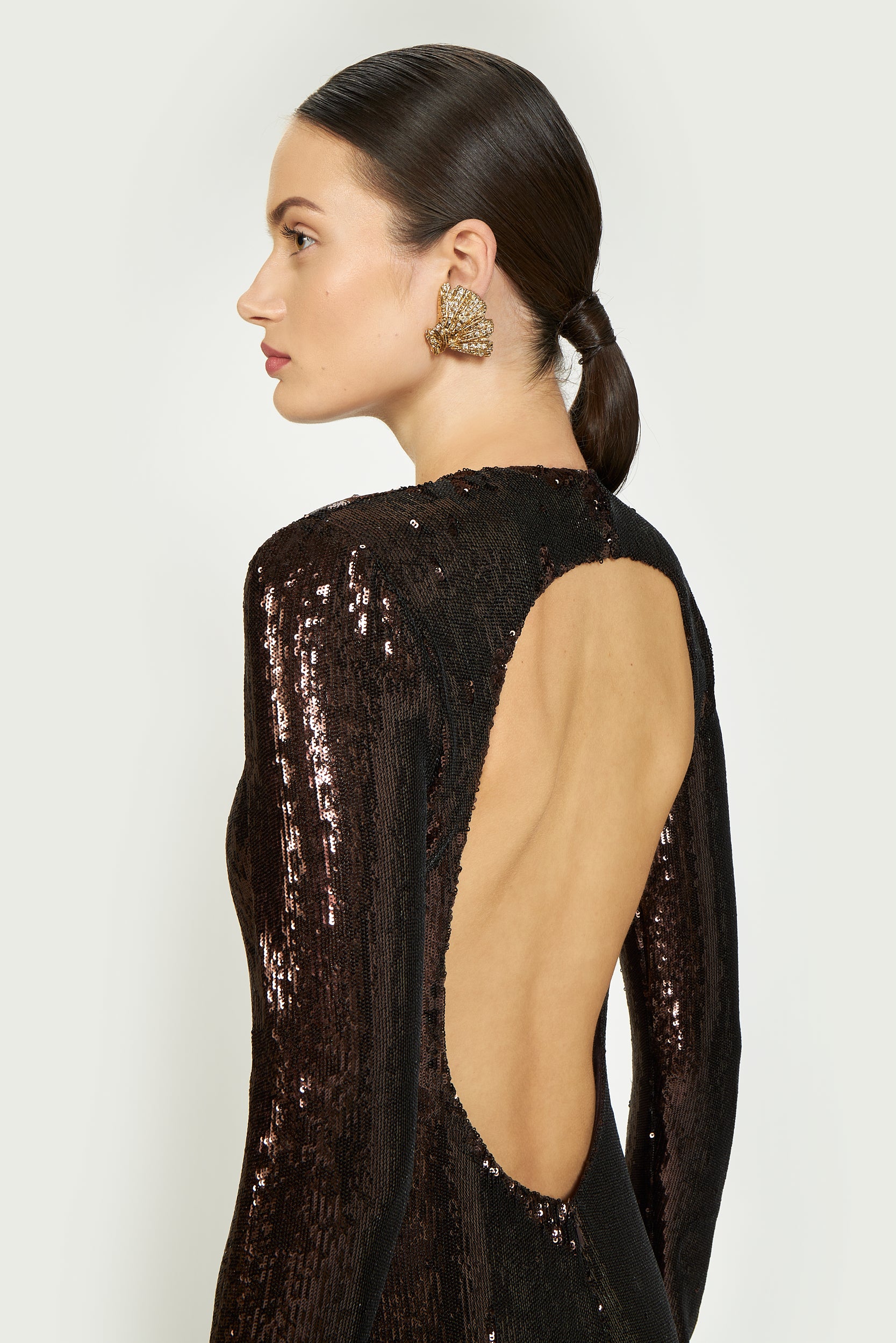 Kiera Open-Back Sequin Gown