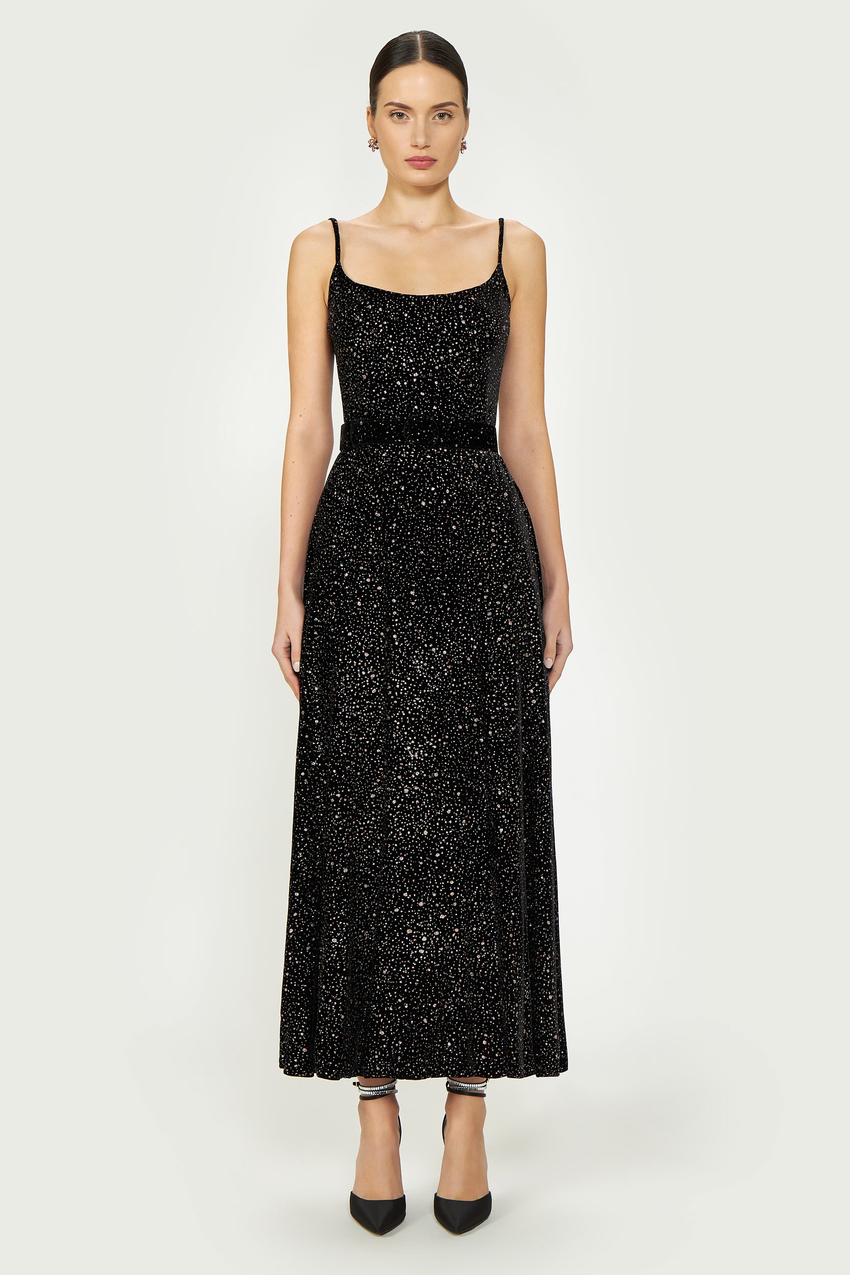 Lillia Glittered Silk Velvet Dress