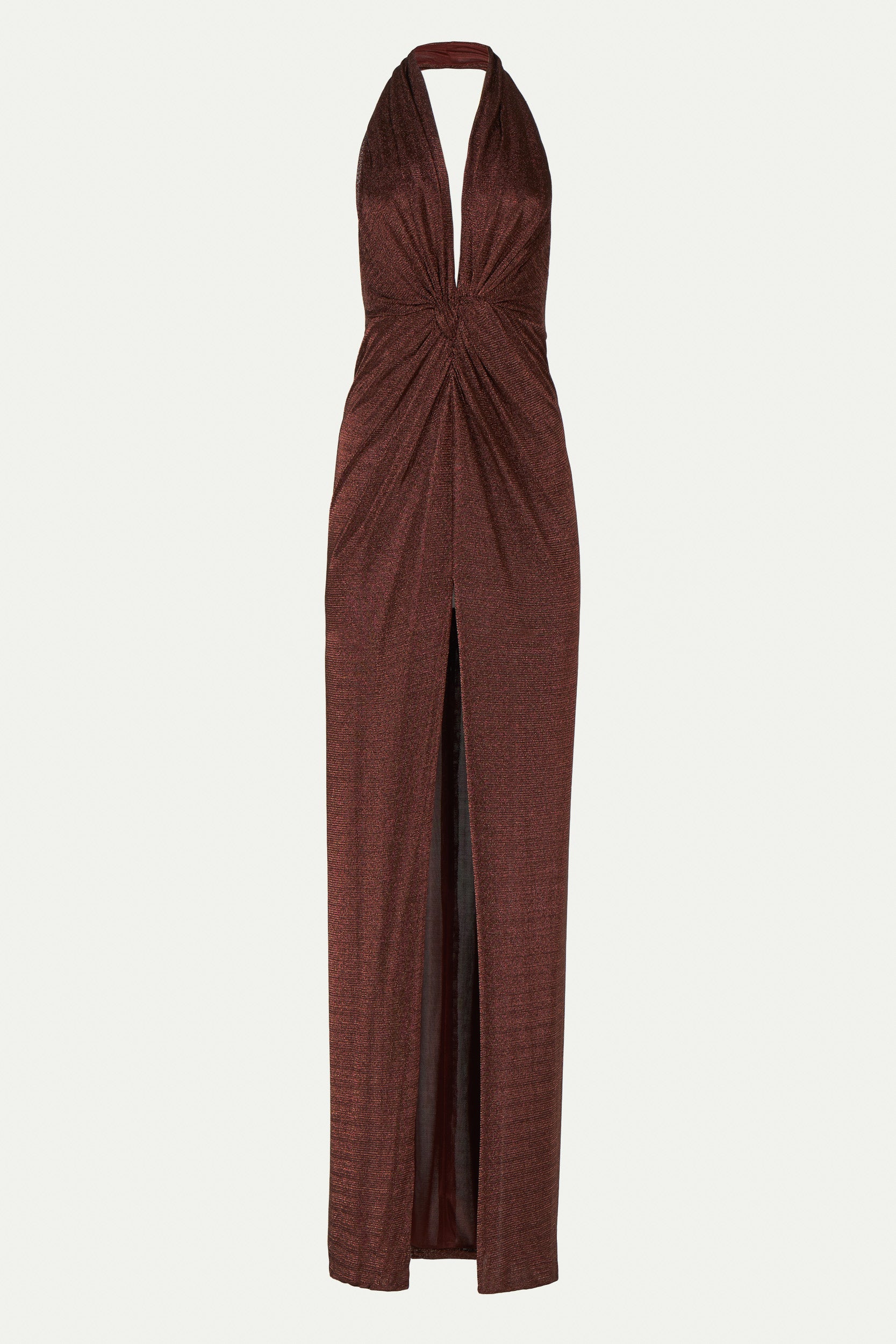 Ambrie Metallic Mesh Jersey Gown