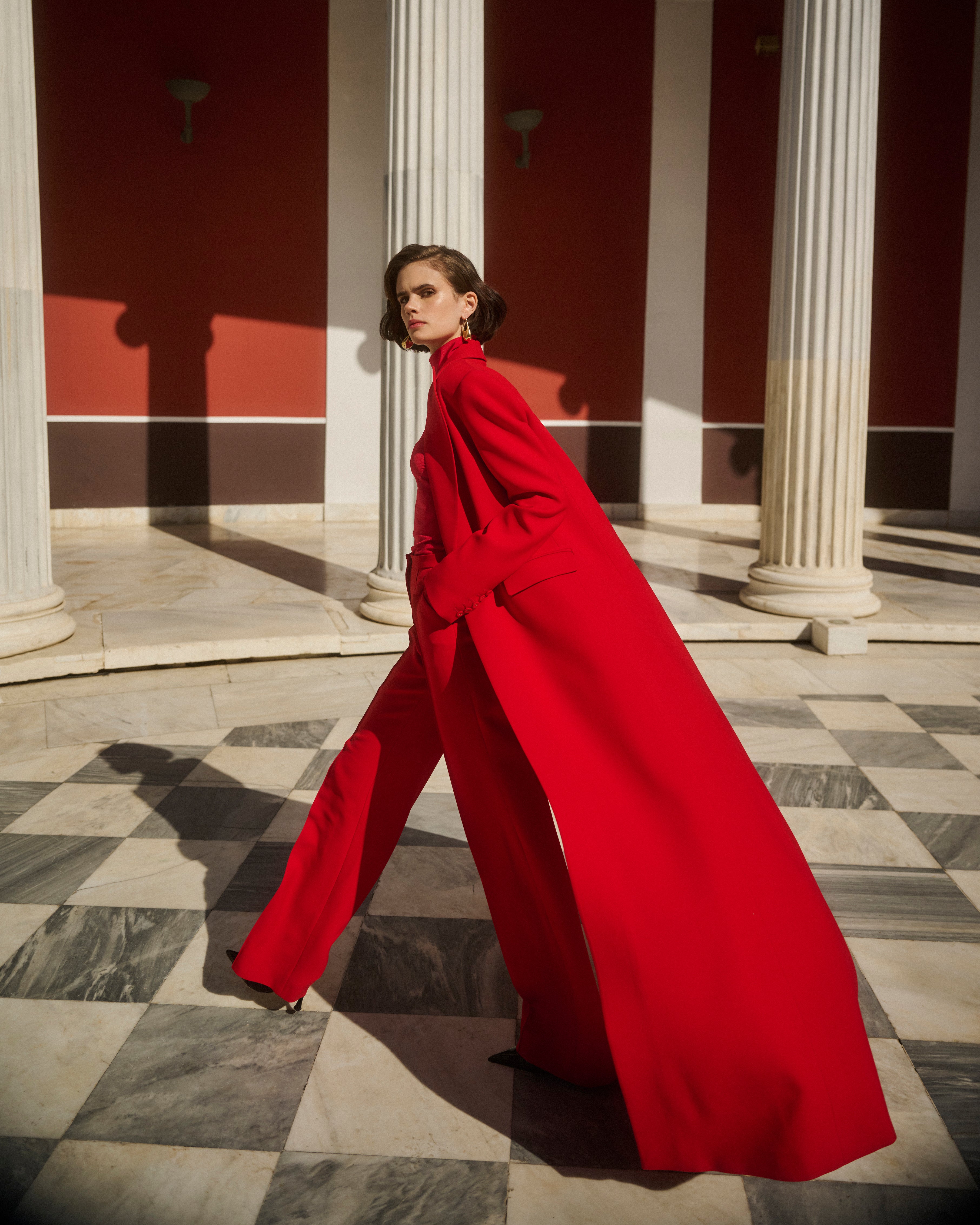 costarellos red dress Costarellos - Astara Silk Velvet Mini Dress