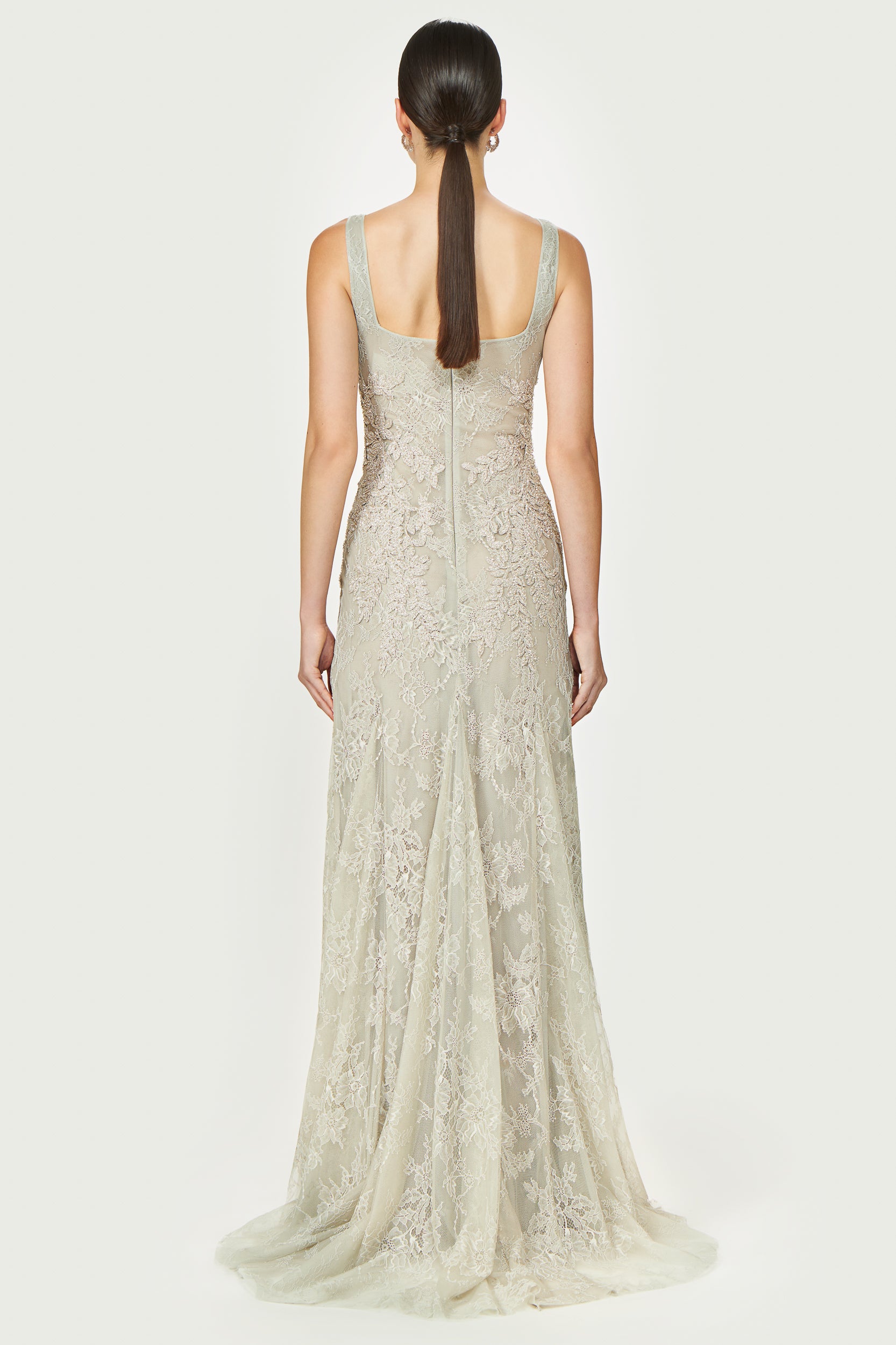 Elysia Lace Square-Neck Gown