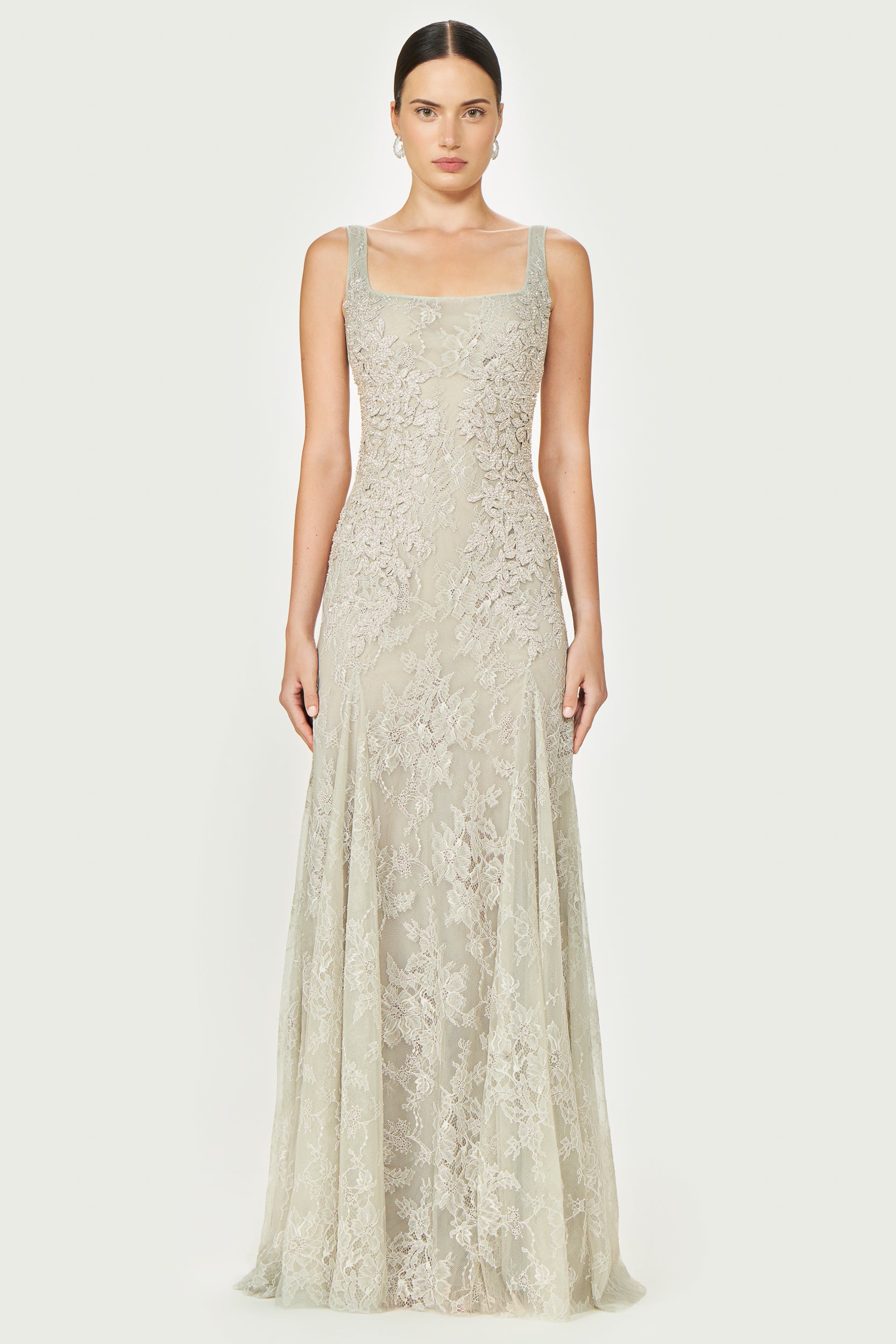 Elysia Lace Square-Neck Gown