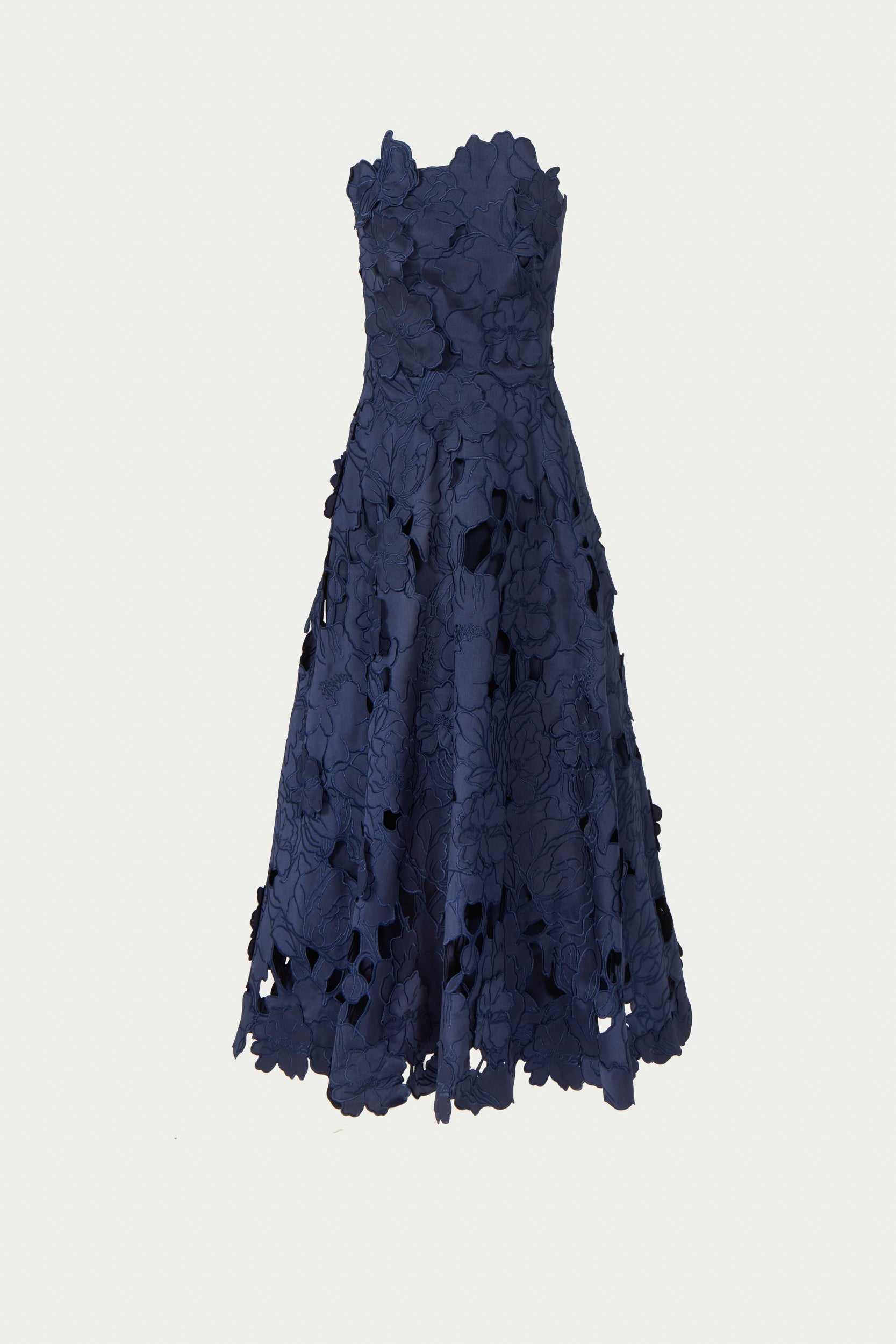 Brissa Satin Floral-Cut Midi Dress