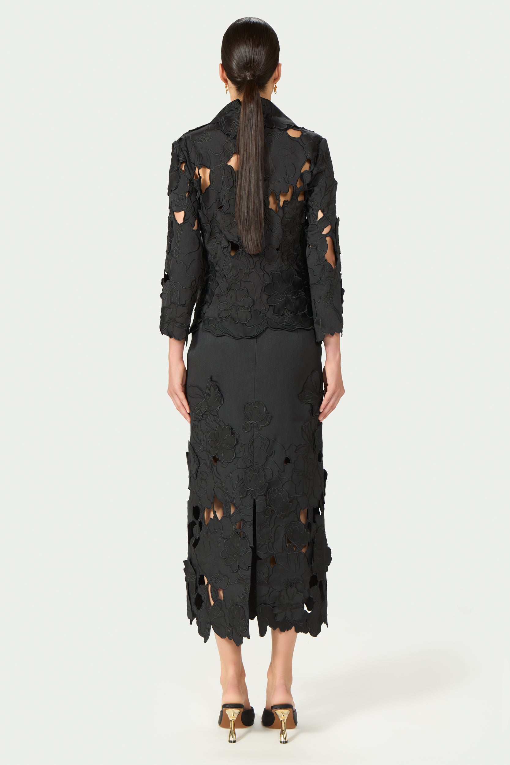 Tesha Floral-Cut Satin Jacket