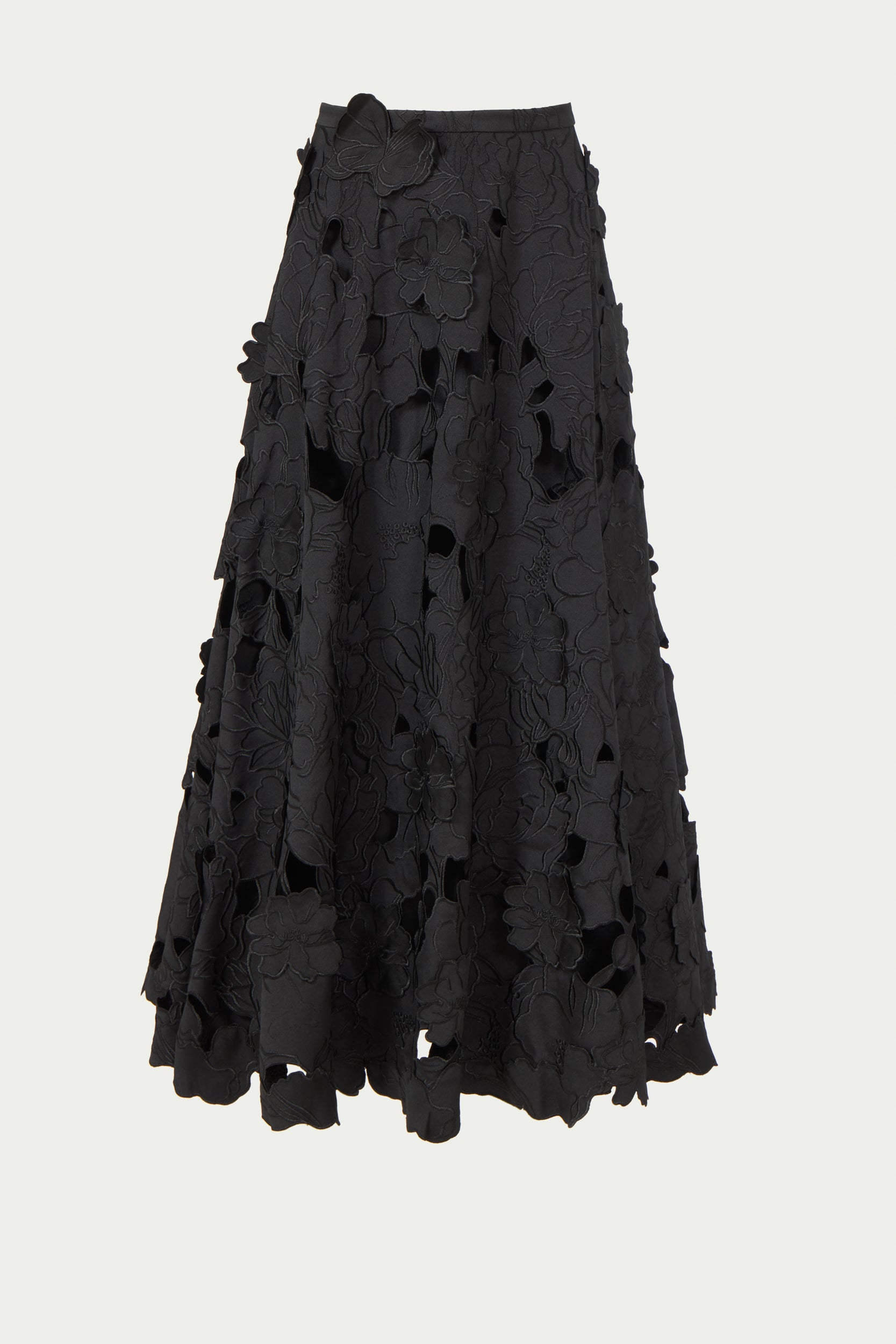 Chelsie Floral-Cut Satin Circle Skirt