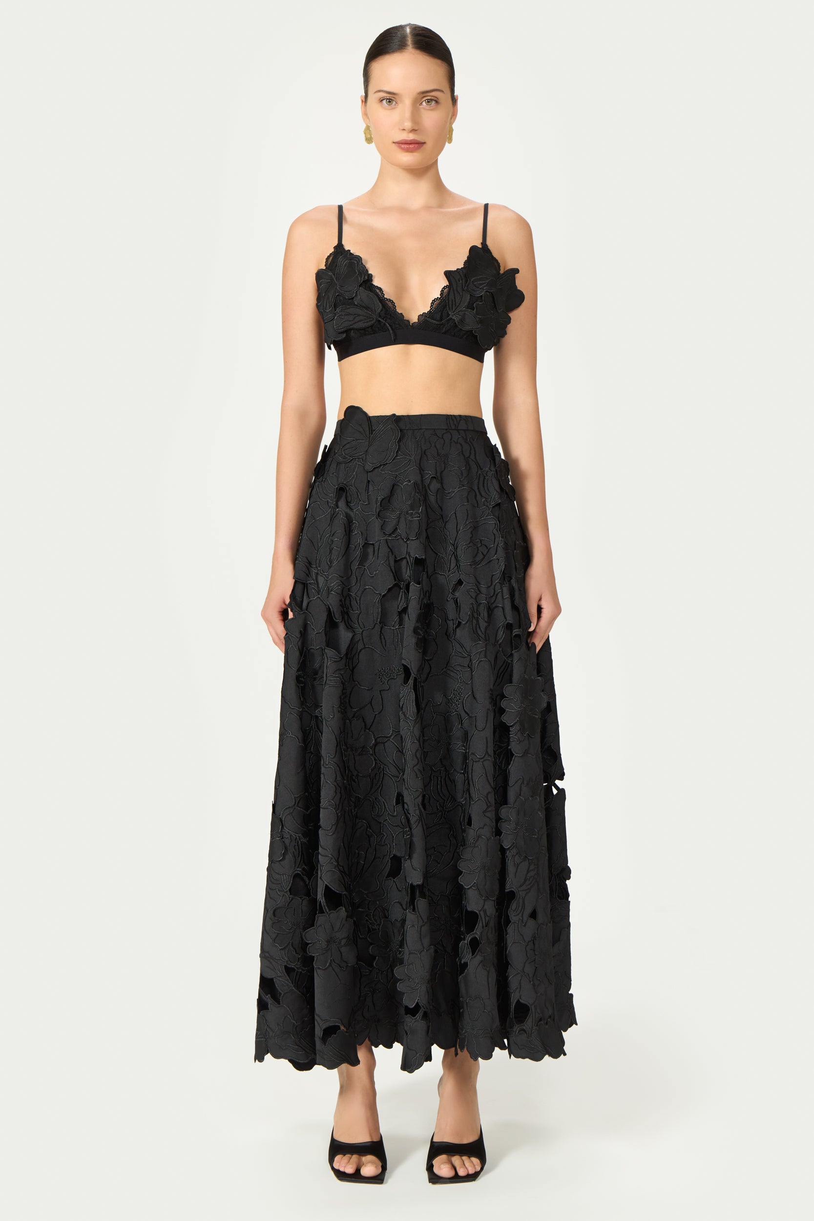 Lex Floral-Cut Satin Bralette