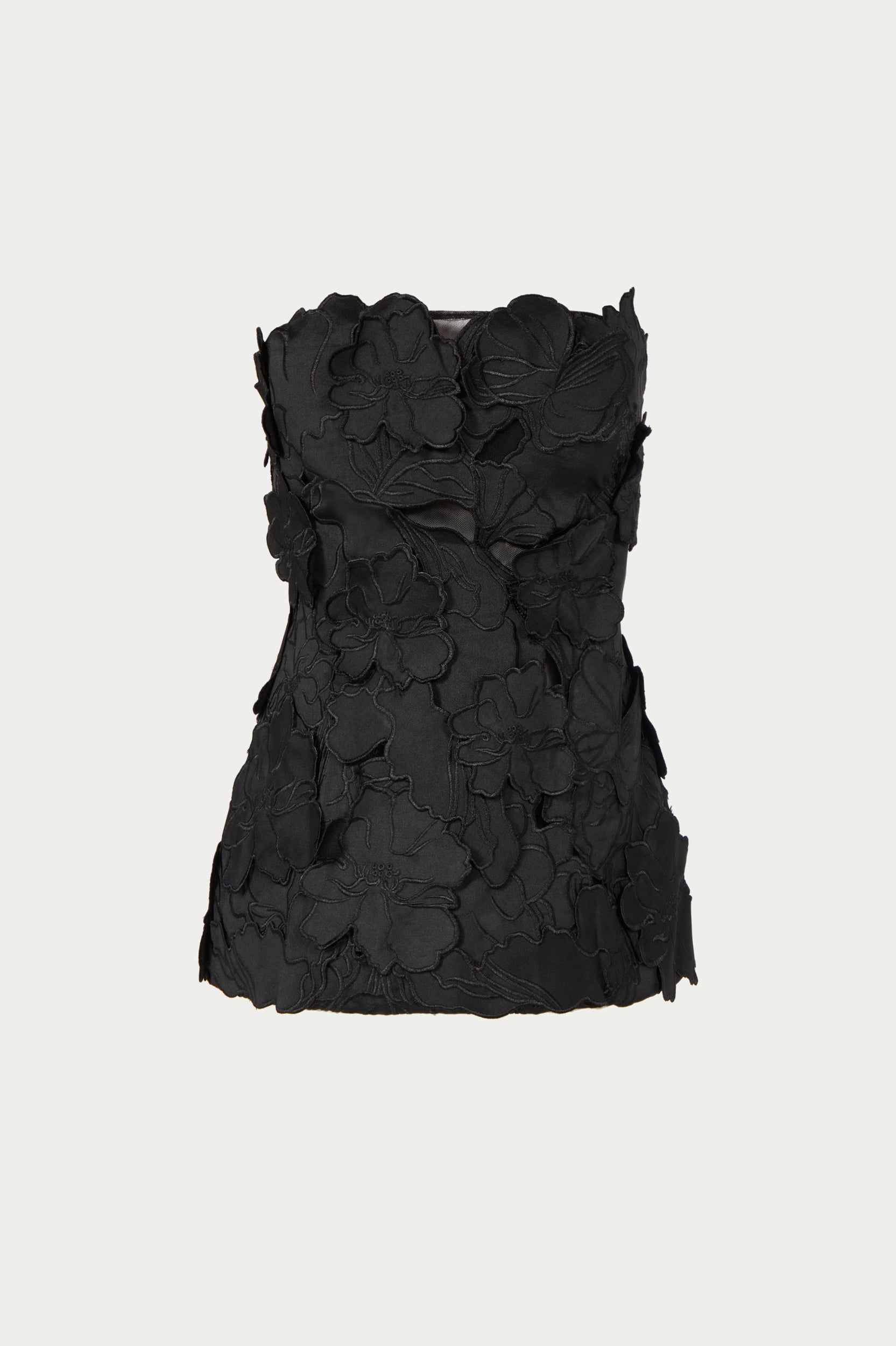 Edita Floral-Cut Satin Bustier