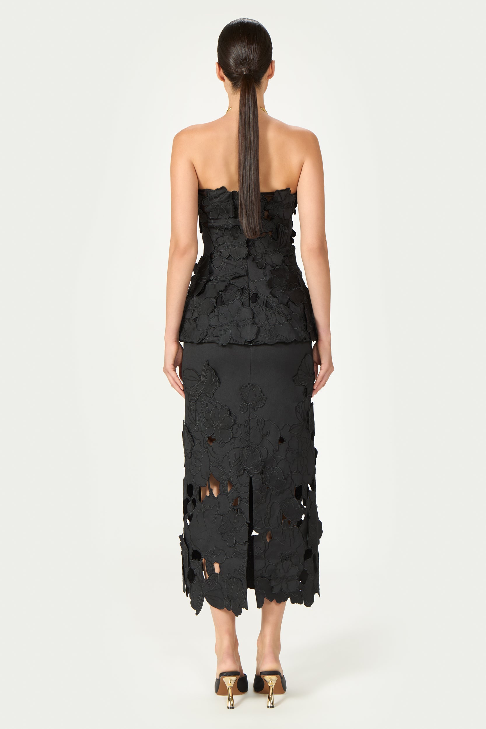Edita Floral-Cut Satin Bustier