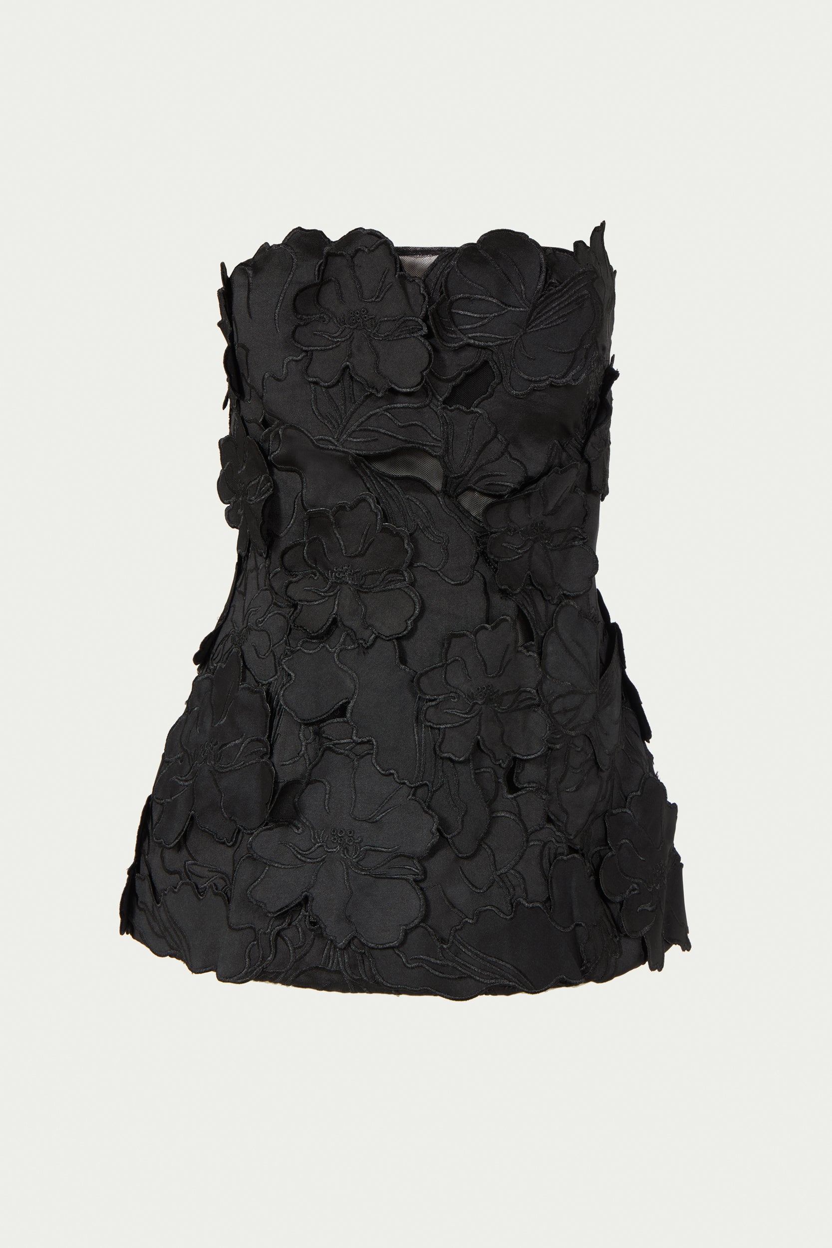Edita Floral-Cut Satin Bustier