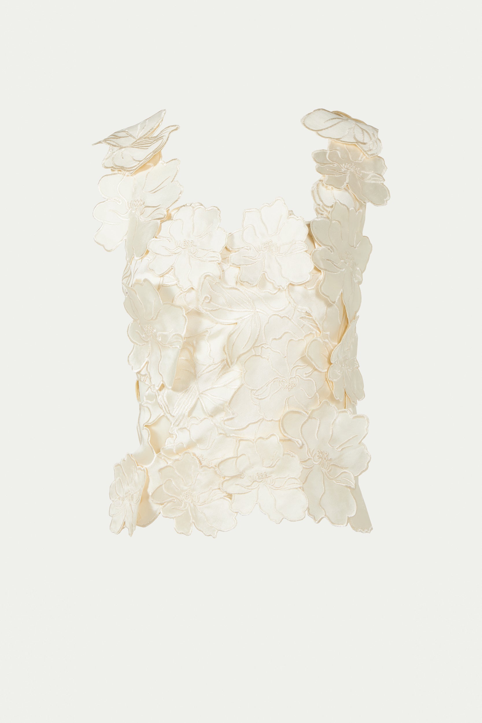 Liess Embroidered Floral-Cut Satin Top