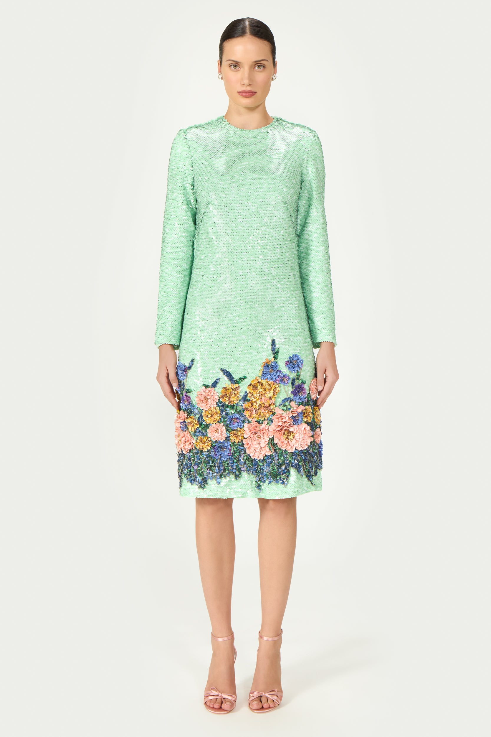 Arla Sequin Floral Midi Dress
