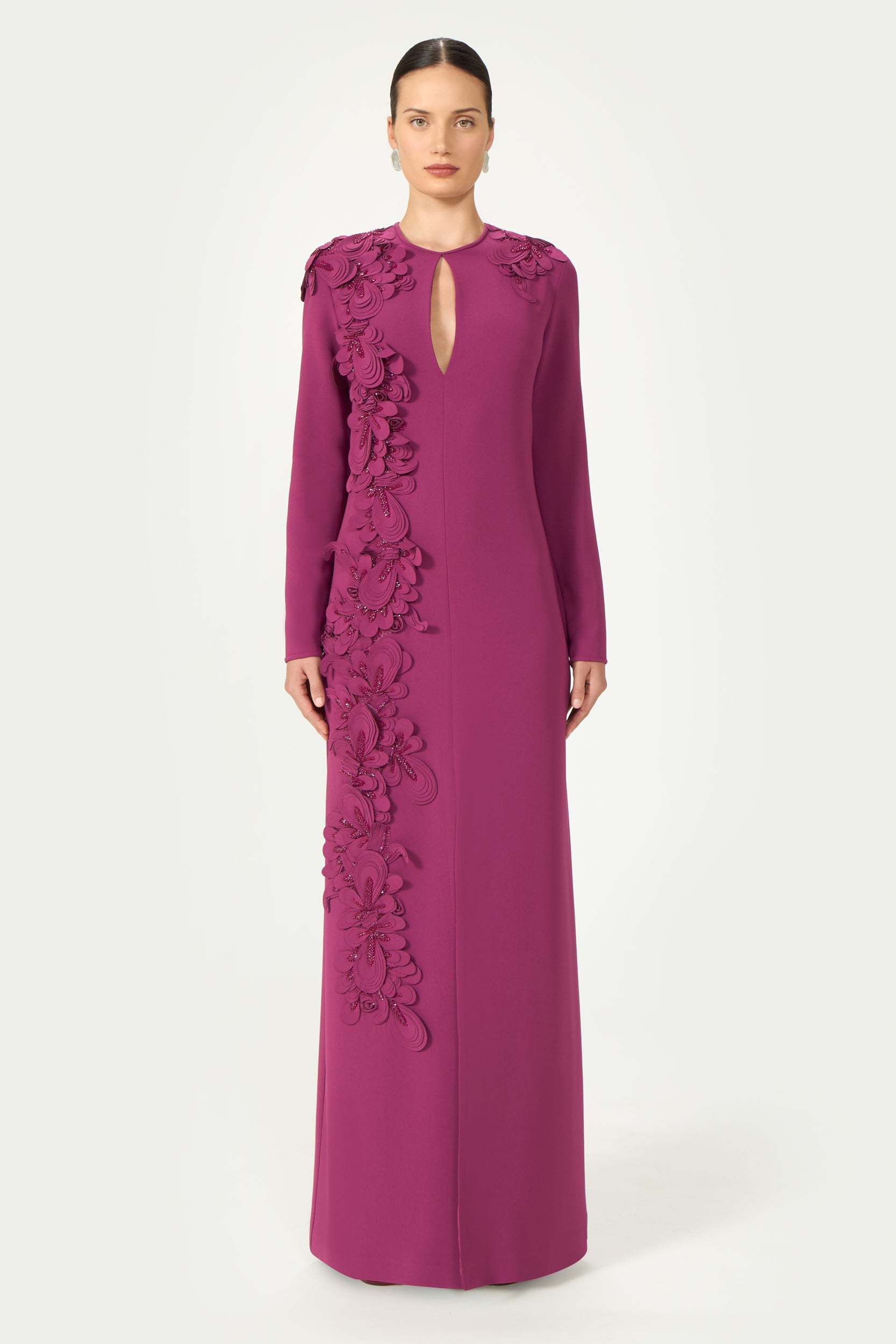 Verana Crepe Keyhole Column Gown