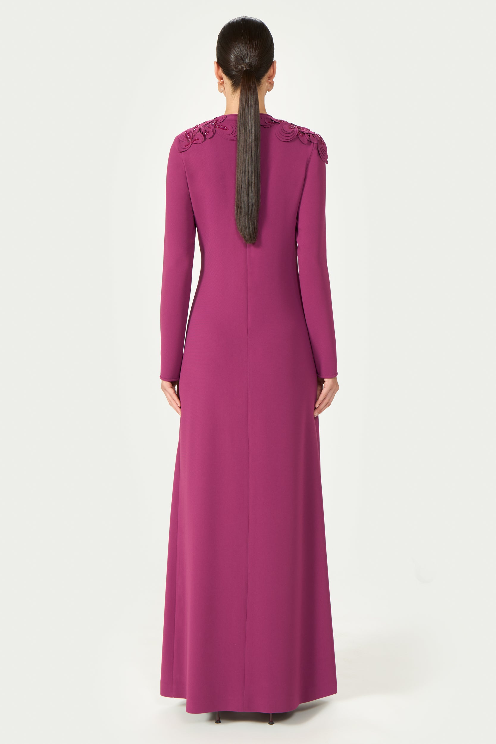 Verana Crepe Keyhole Column Gown