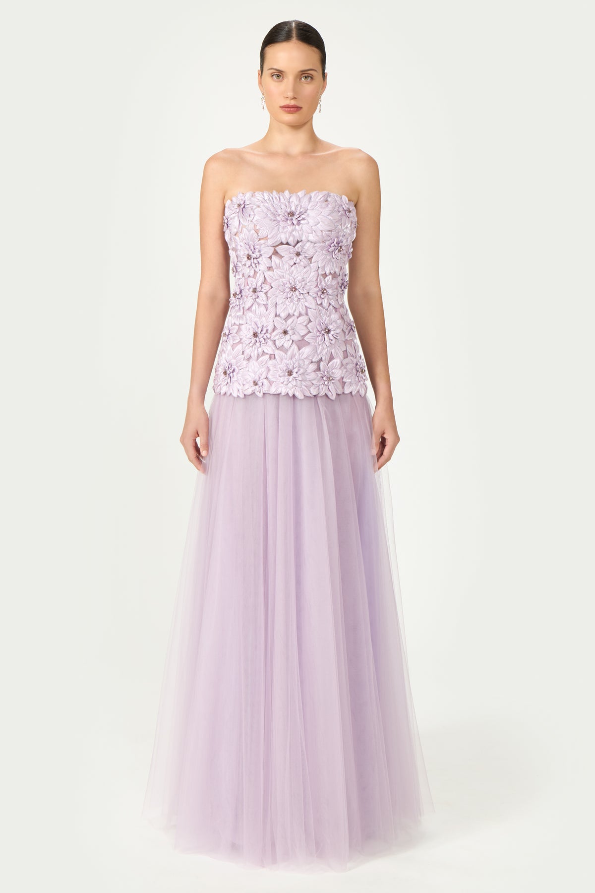 Gisella Petal Lurex Satin Tulle Strapless Dress