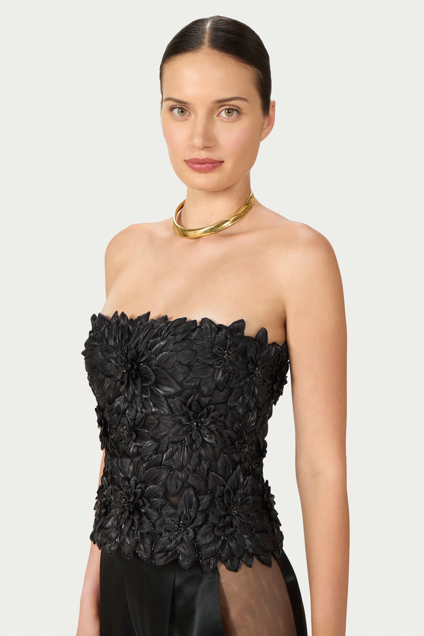 Tesni Petal Lurex Satin Bustier