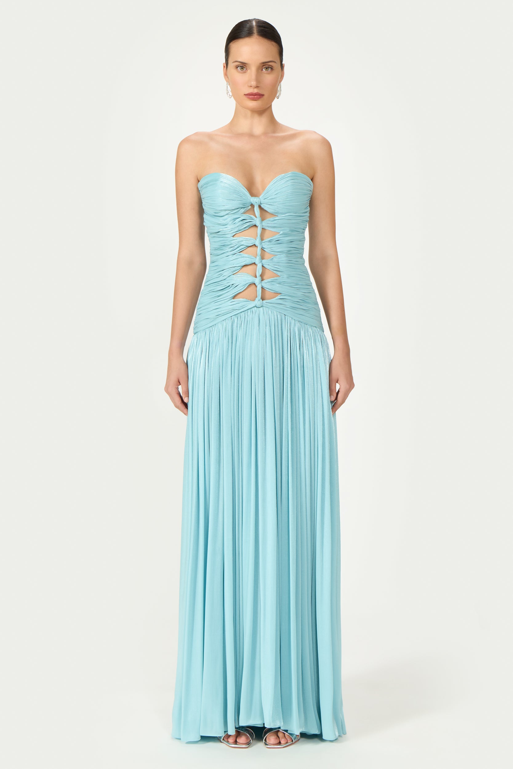 Minari Lurex Georgette Strapless Gown