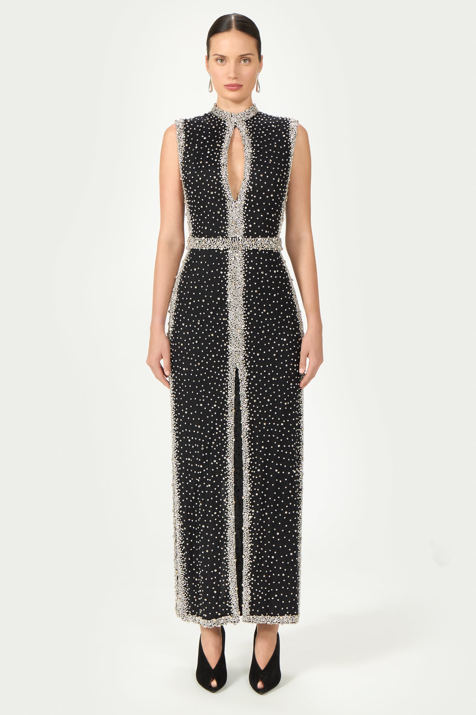 Belina Embroidered Crystals Column Gown